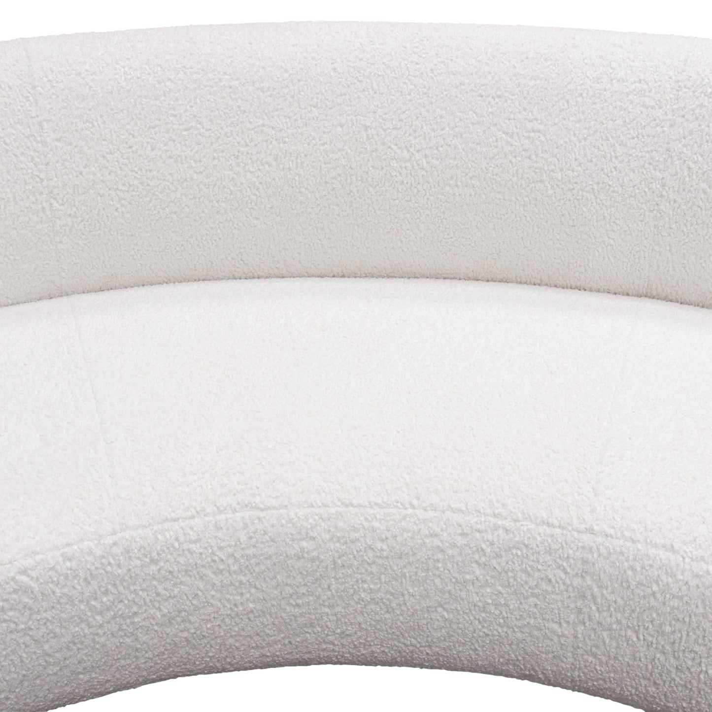 Simone Curved Sofa in White Faux Sheepskin Fabric by Diamond Sofa