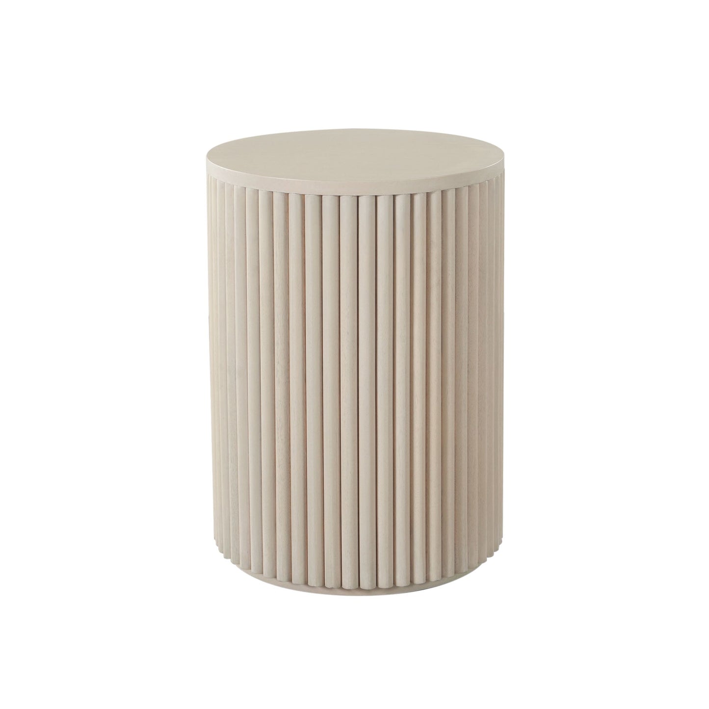Siren 18" Round Wood End Table in Natural Finish w/ Fluted Accent Base by Diamond Sofa