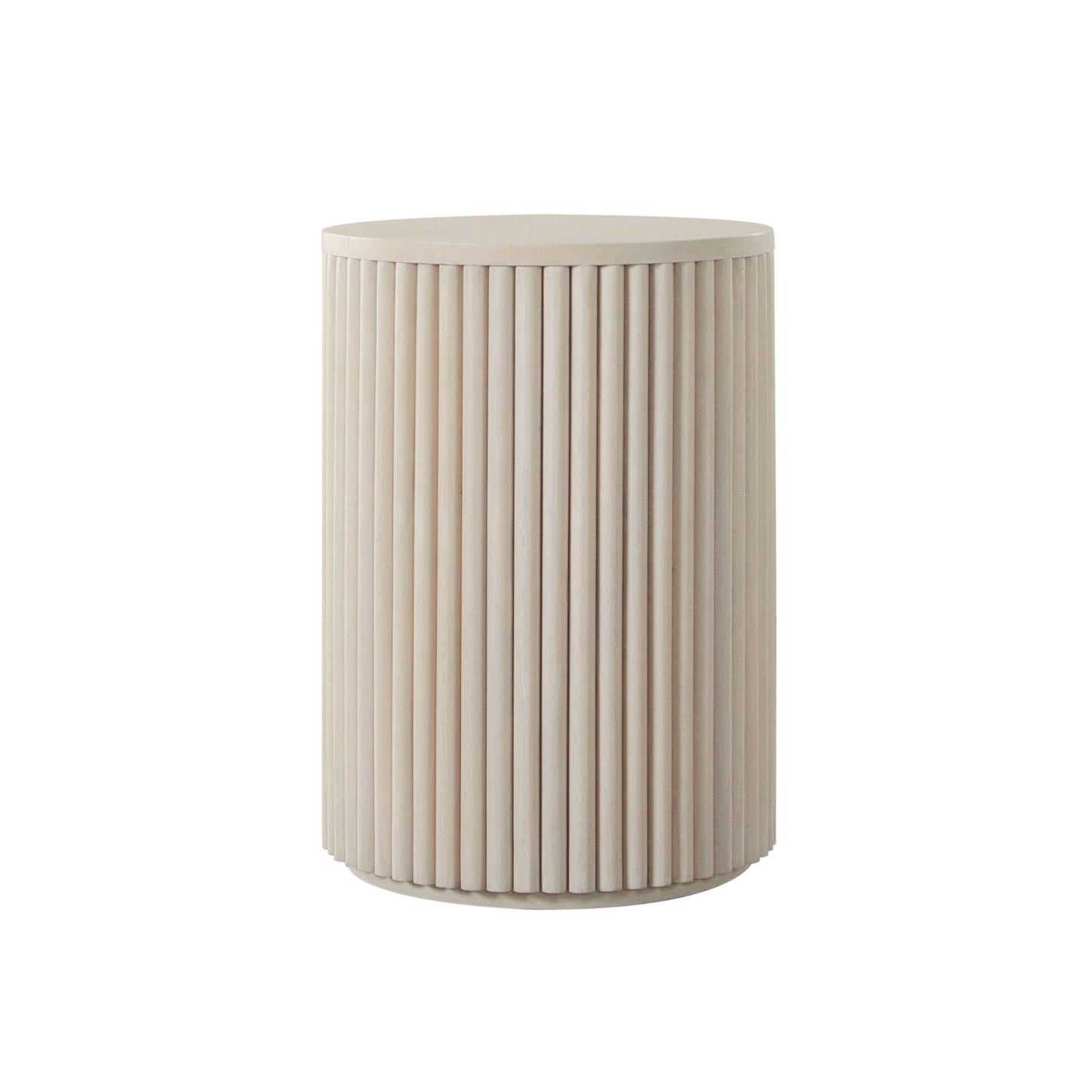 Siren 18" Round Wood End Table in Natural Finish w/ Fluted Accent Base by Diamond Sofa