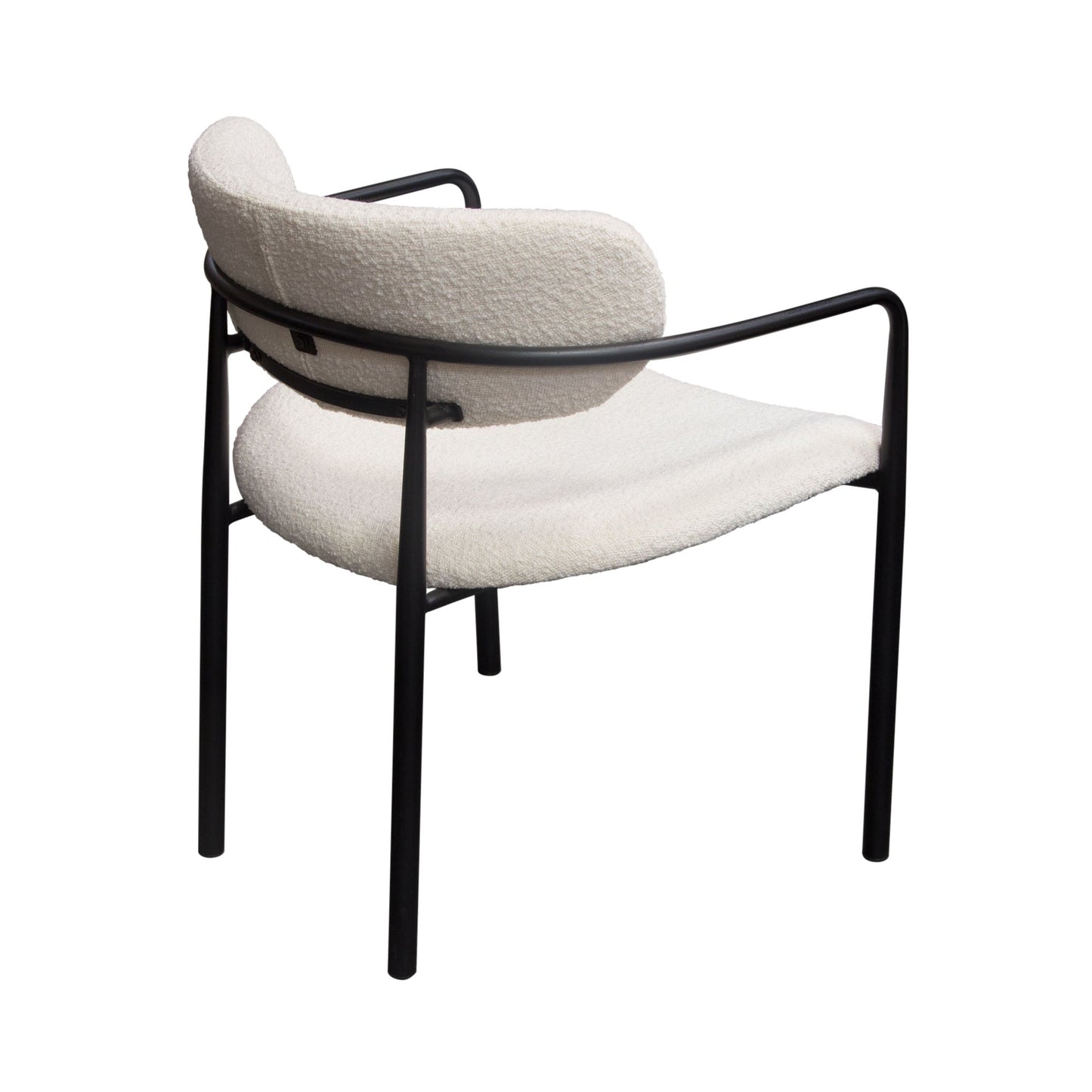 Set of (2) Skyler Dining Chairs in Ivory Boucle Fabric w/ Black Metal Frame by Diamond Sofa