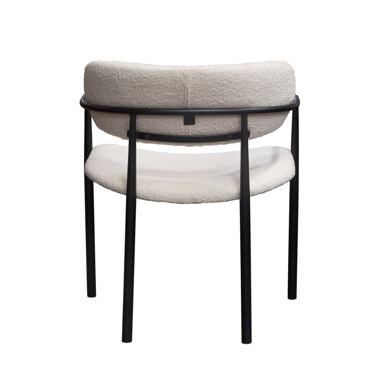 Set of (2) Skyler Dining Chairs in Ivory Boucle Fabric w/ Black Metal Frame by Diamond Sofa