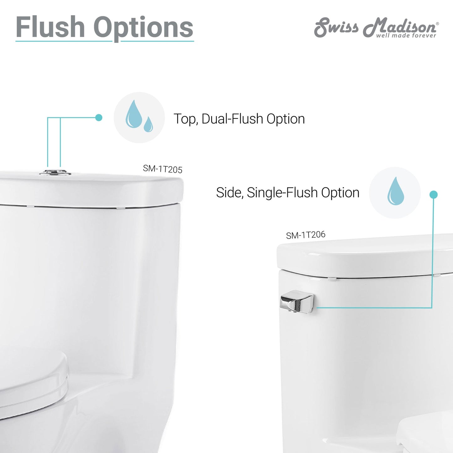 Swiss Madison Sublime One Piece Elongated Toilet Dual Flush, Rose Gold Hardware 1.1/1.6 gpf