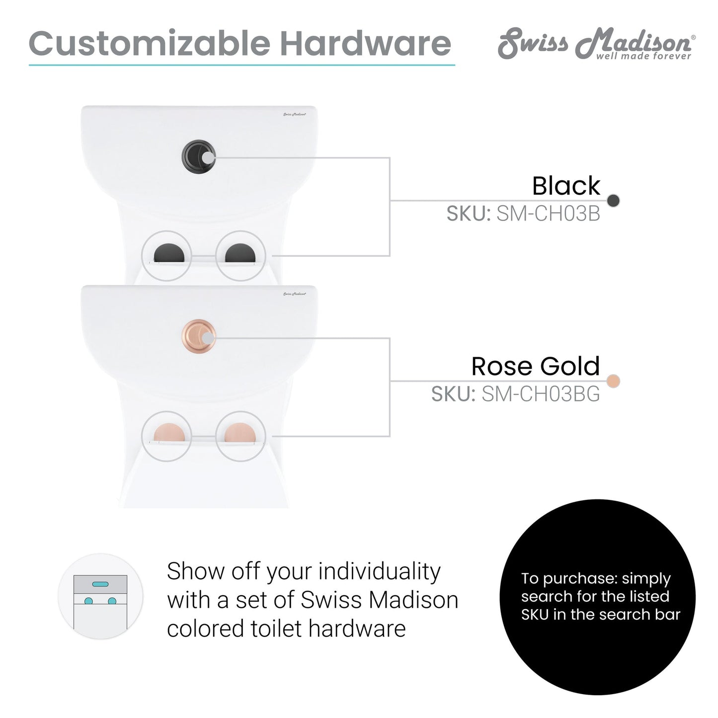 Swiss Madison Sublime One Piece Elongated Toilet Dual Flush, Rose Gold Hardware 1.1/1.6 gpf