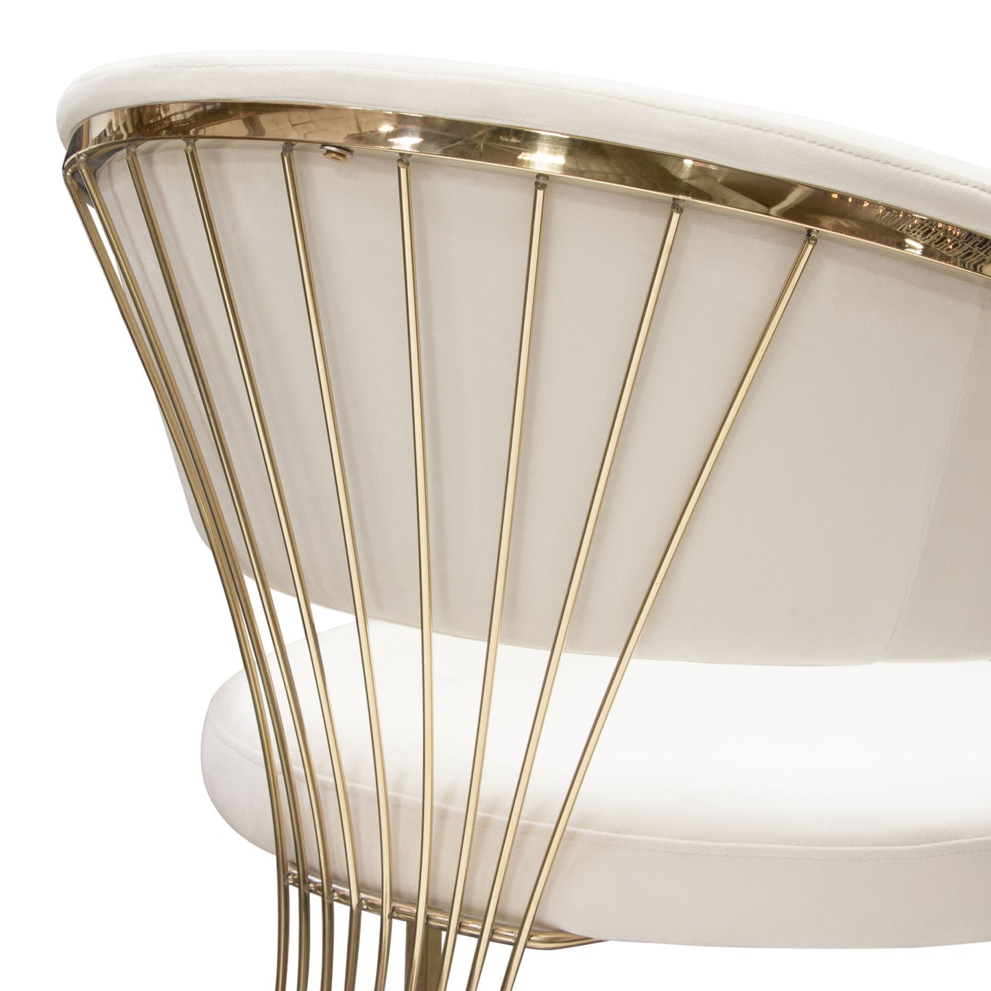 Solstice Dining Chair in Cream Velvet w/ Polished Gold Metal Frame by Diamond Sofa