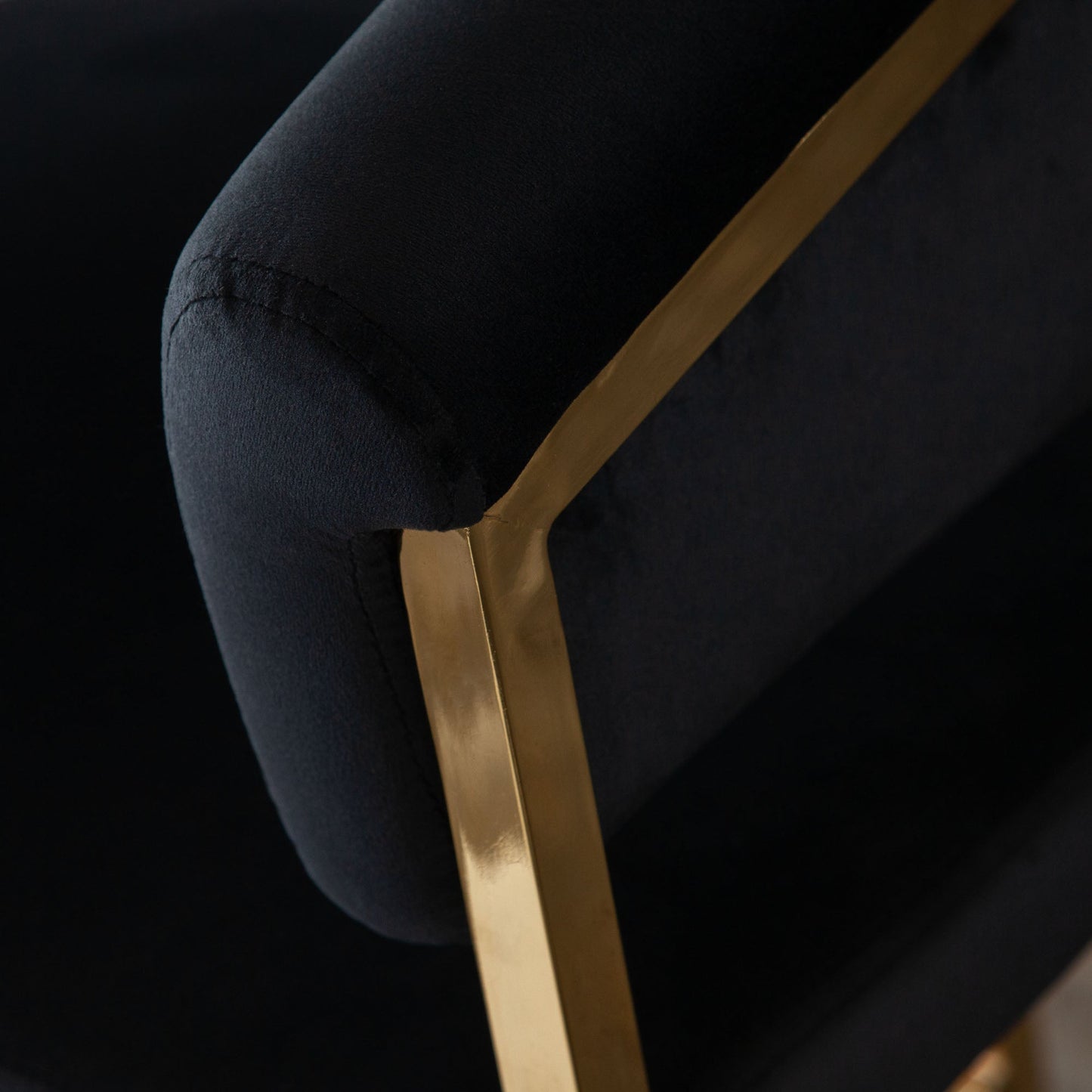 Solstice Counter Height Chair in Black Velvet w/ Polished Gold Metal Frame by Diamond Sofa