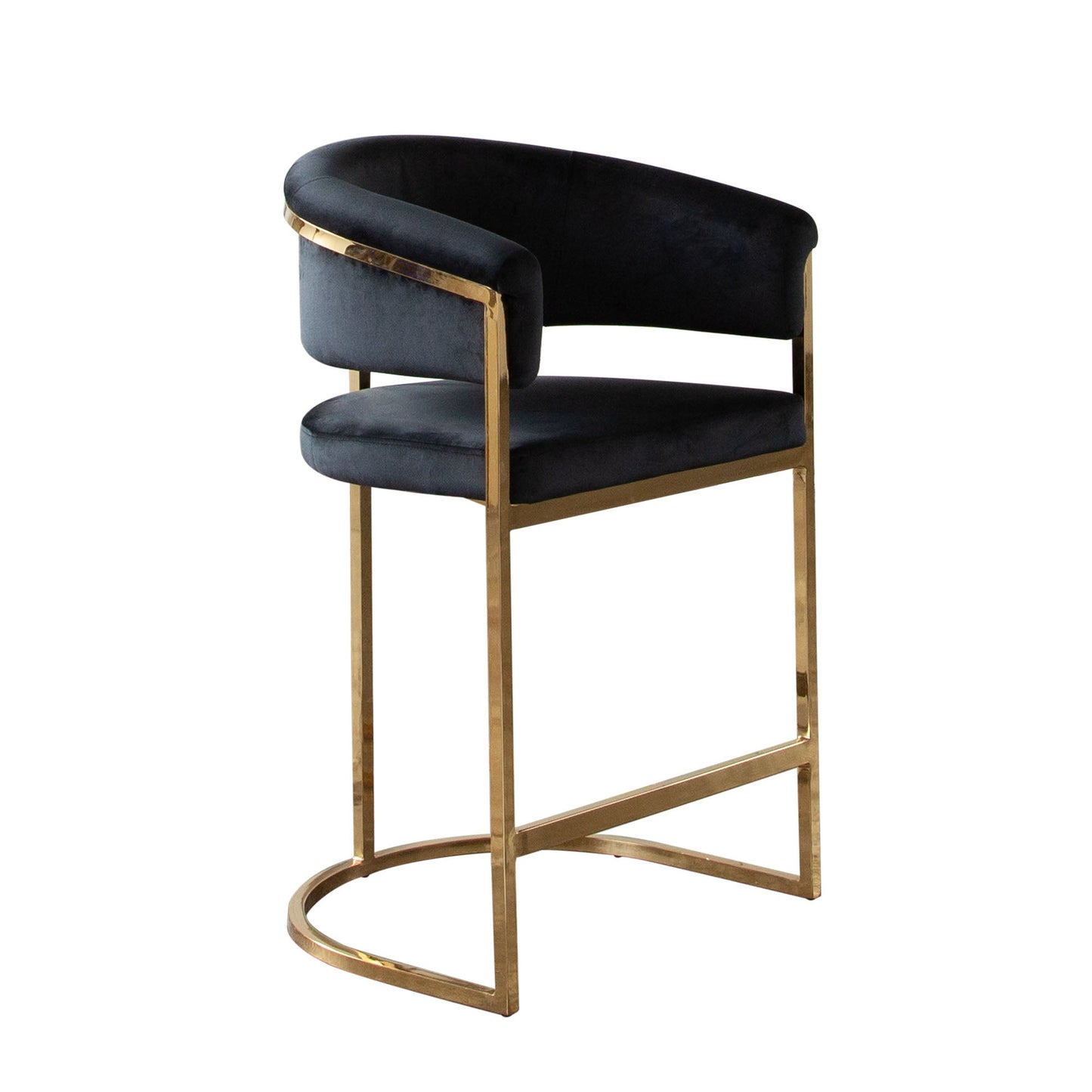 Solstice Counter Height Chair in Black Velvet w/ Polished Gold Metal Frame by Diamond Sofa