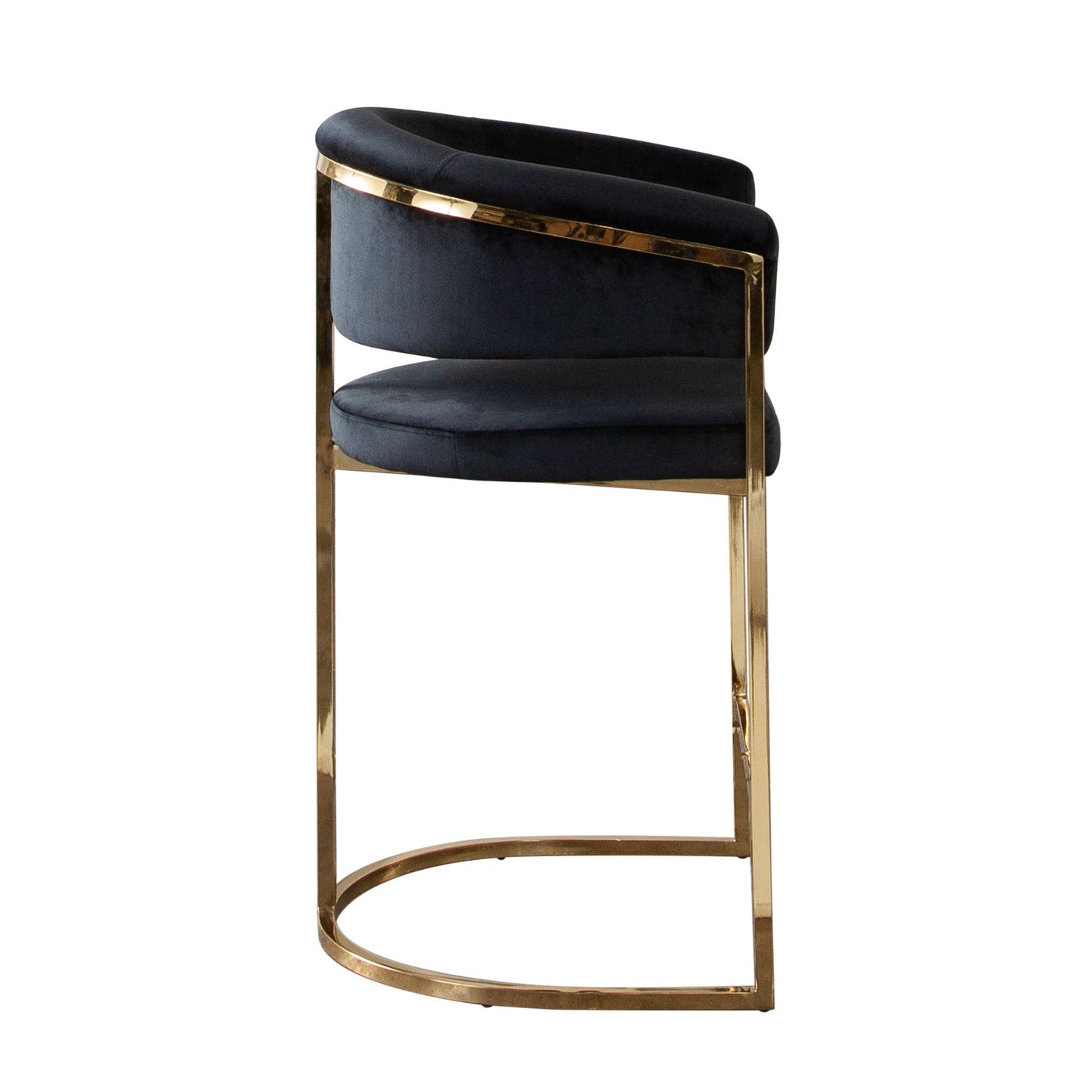 Solstice Counter Height Chair in Black Velvet w/ Polished Gold Metal Frame by Diamond Sofa