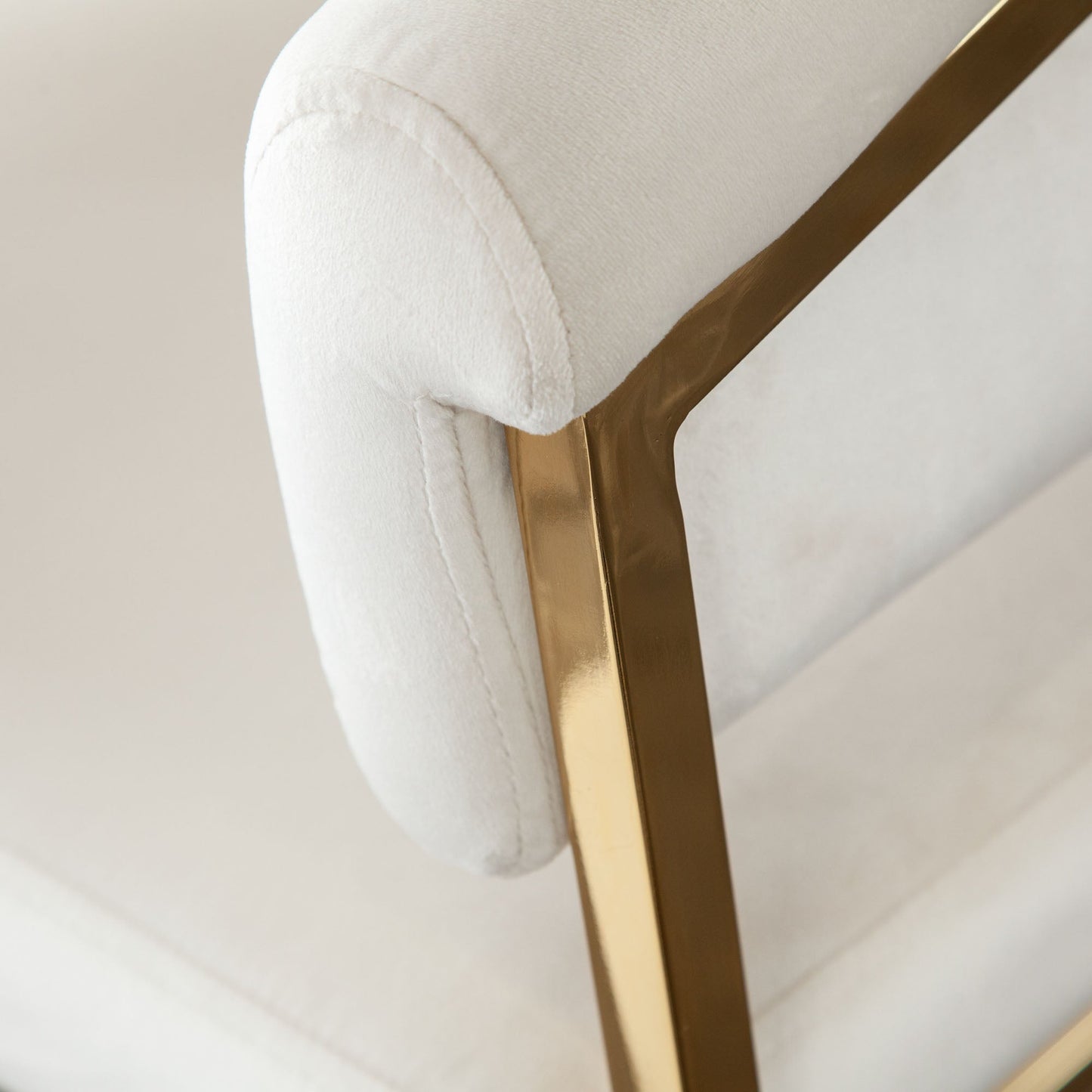 Solstice Counter Height Chair in Cream Velvet w/ Polished Gold Metal Frame by Diamond Sofa