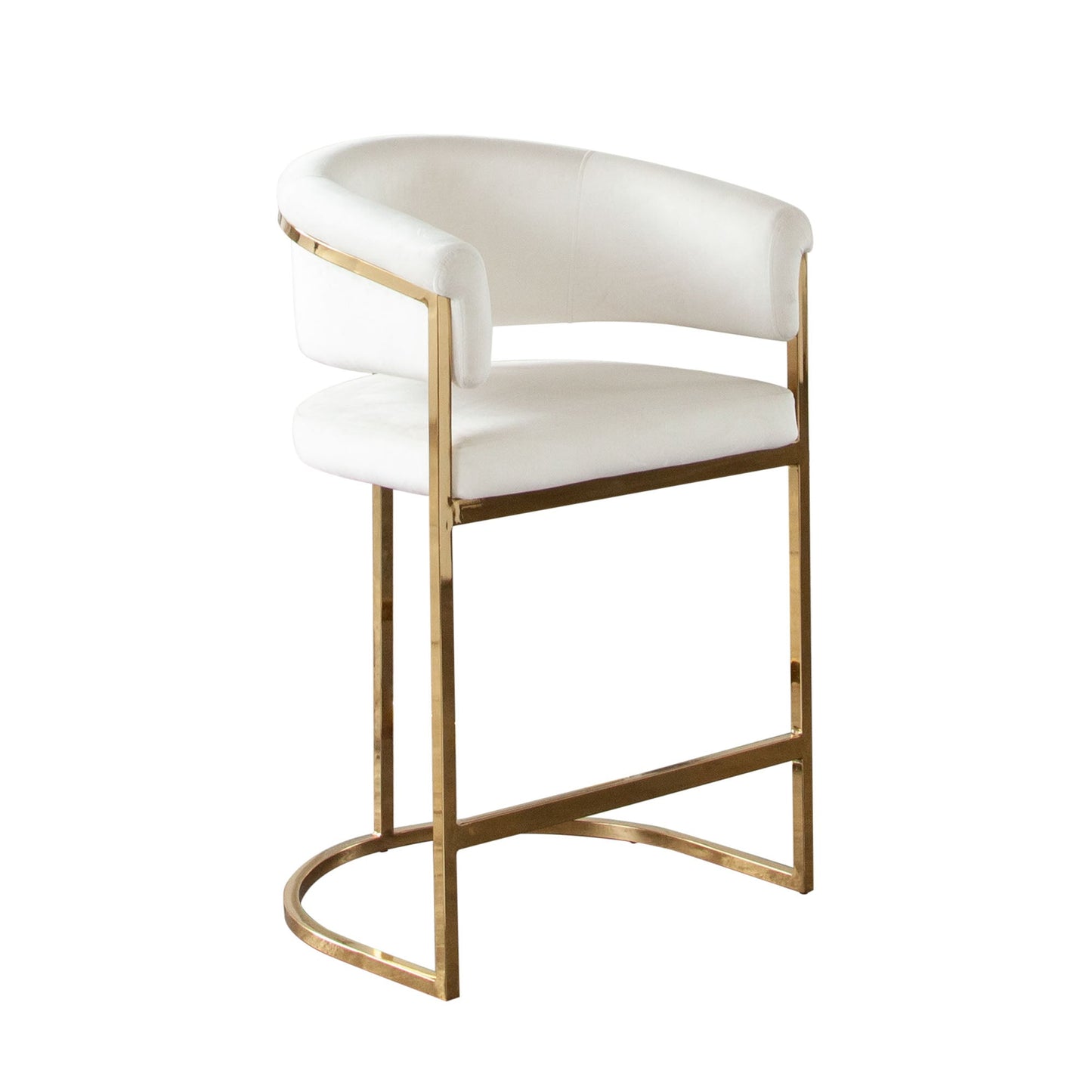 Solstice Counter Height Chair in Cream Velvet w/ Polished Gold Metal Frame by Diamond Sofa