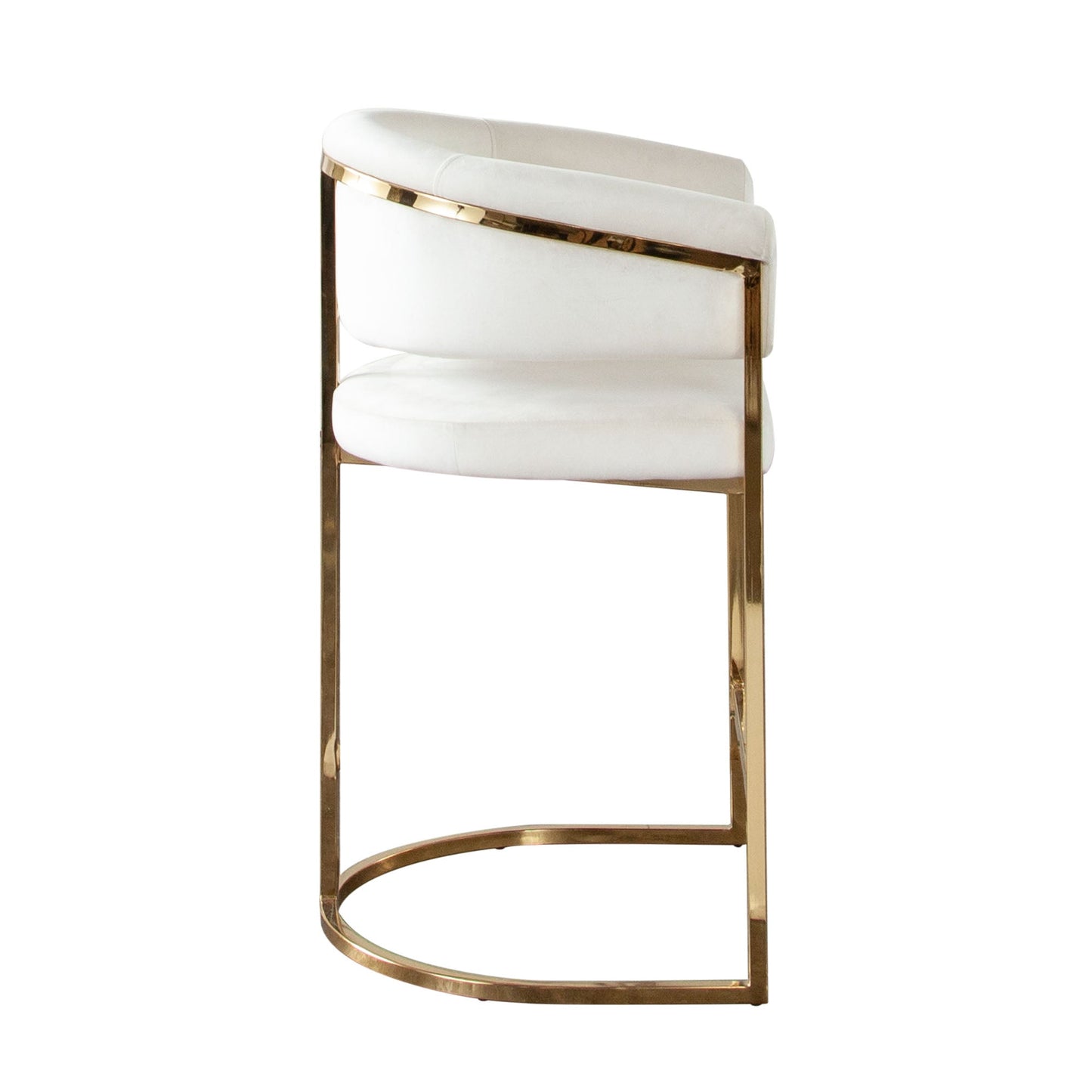Solstice Counter Height Chair in Cream Velvet w/ Polished Gold Metal Frame by Diamond Sofa