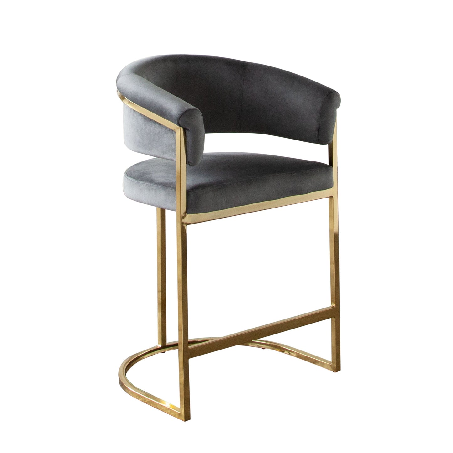 Solstice Counter Height Chair in Grey Velvet w/ Polished Gold Metal Frame by Diamond Sofa