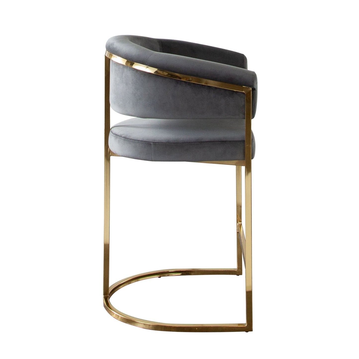 Solstice Counter Height Chair in Grey Velvet w/ Polished Gold Metal Frame by Diamond Sofa