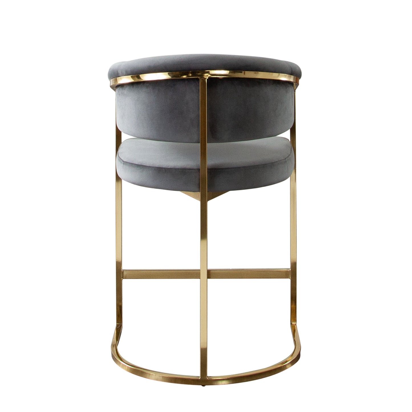 Solstice Counter Height Chair in Grey Velvet w/ Polished Gold Metal Frame by Diamond Sofa