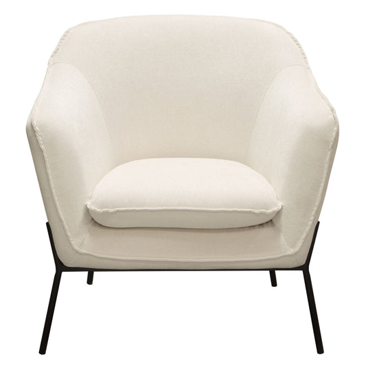 Status Accent Chair in Cream Fabric with Black Powder Coated Metal Leg by Diamond Sofa