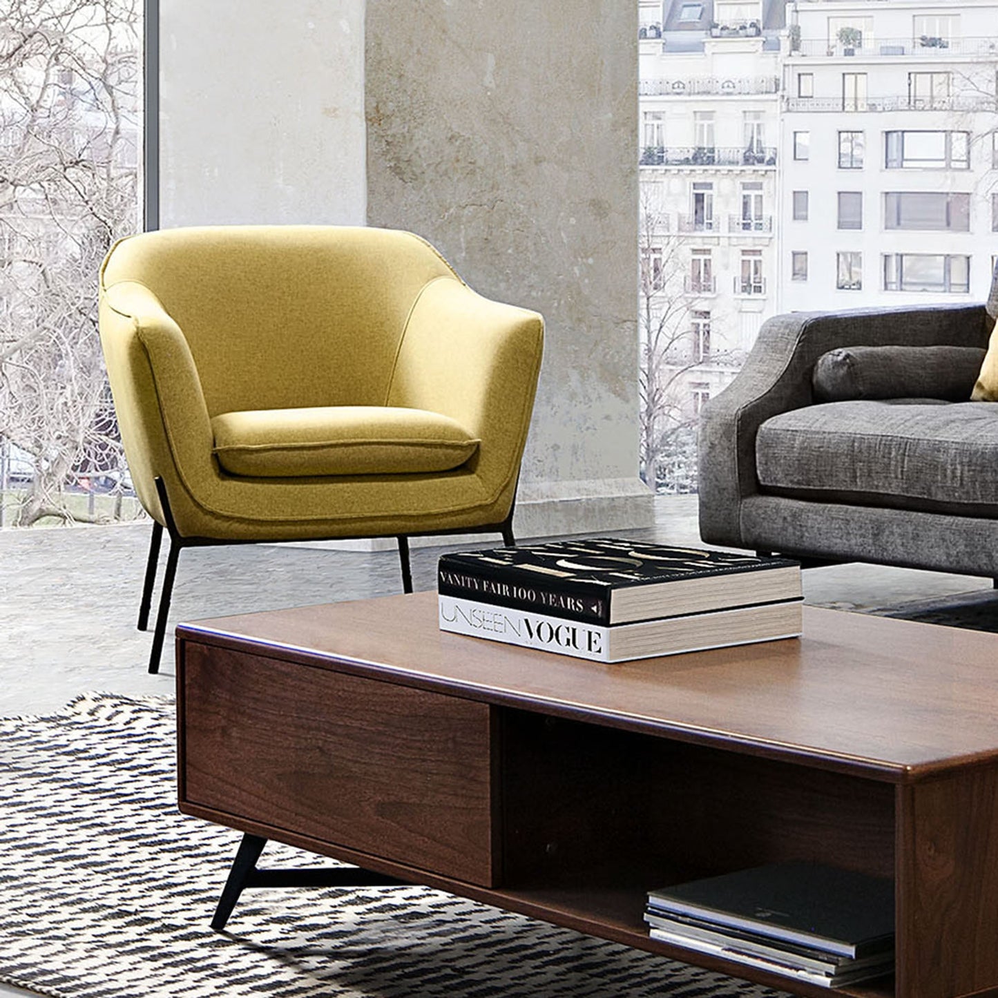 Status Accent Chair in Yellow Fabric with Metal Leg by Diamond Sofa
