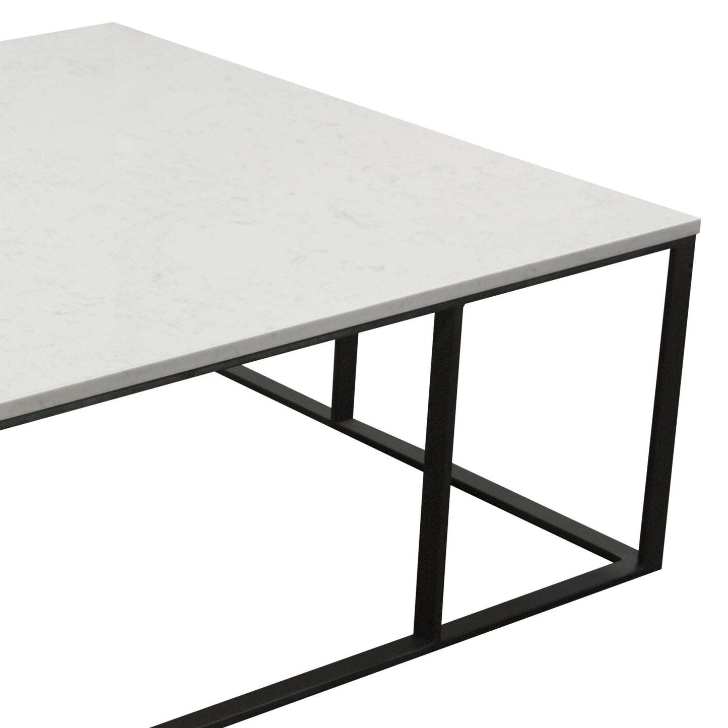 Surface Square Cocktail Table w/ Engineered Marble Top & Black Powder Coated Metal Base by Diamond Sofa