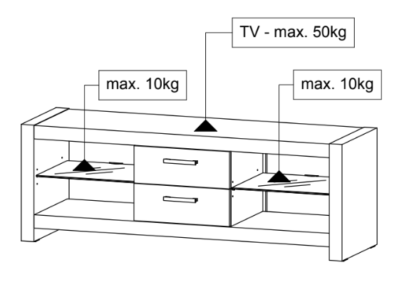 Maxima House TV Stand ANDORA, for up to 65 inch TV's glossy with LED