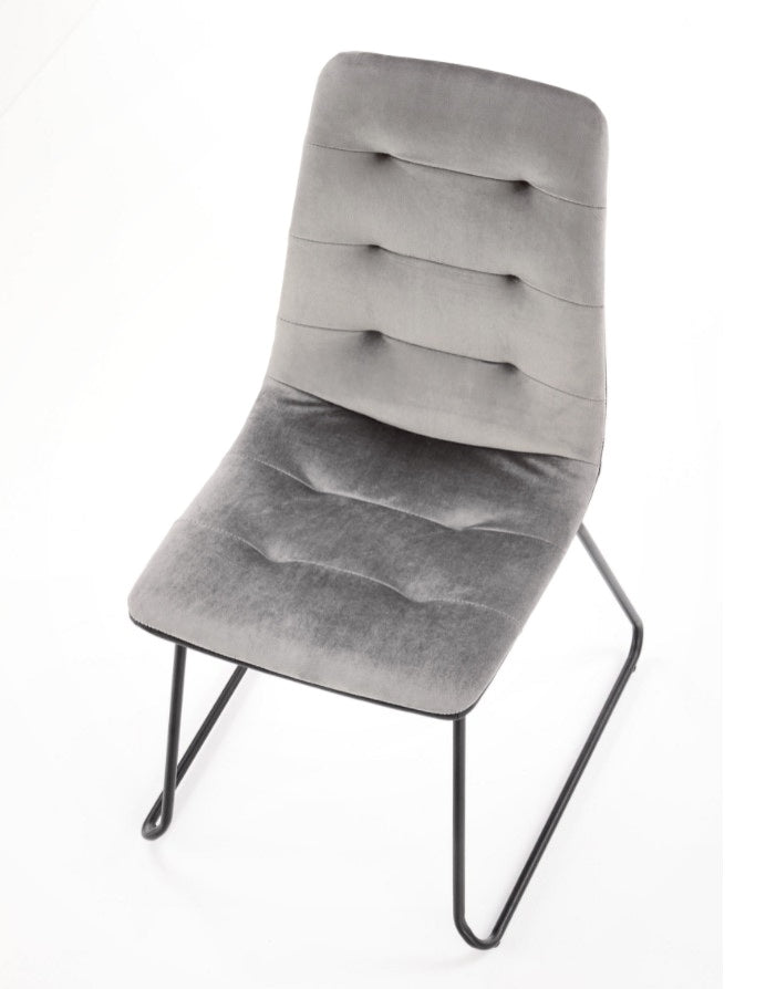 Maxima House Dining Set CHARA 7 pcs. gray/white modern glossy Dining Table with 2 self-storing leaves plus 6 chairs