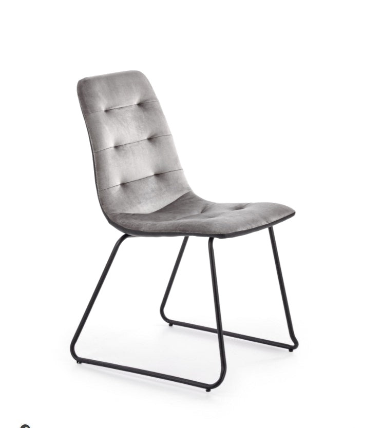 Maxima House Dining Set CHARA 7 pcs. gray/white modern glossy Dining Table with 2 self-storing leaves plus 6 chairs