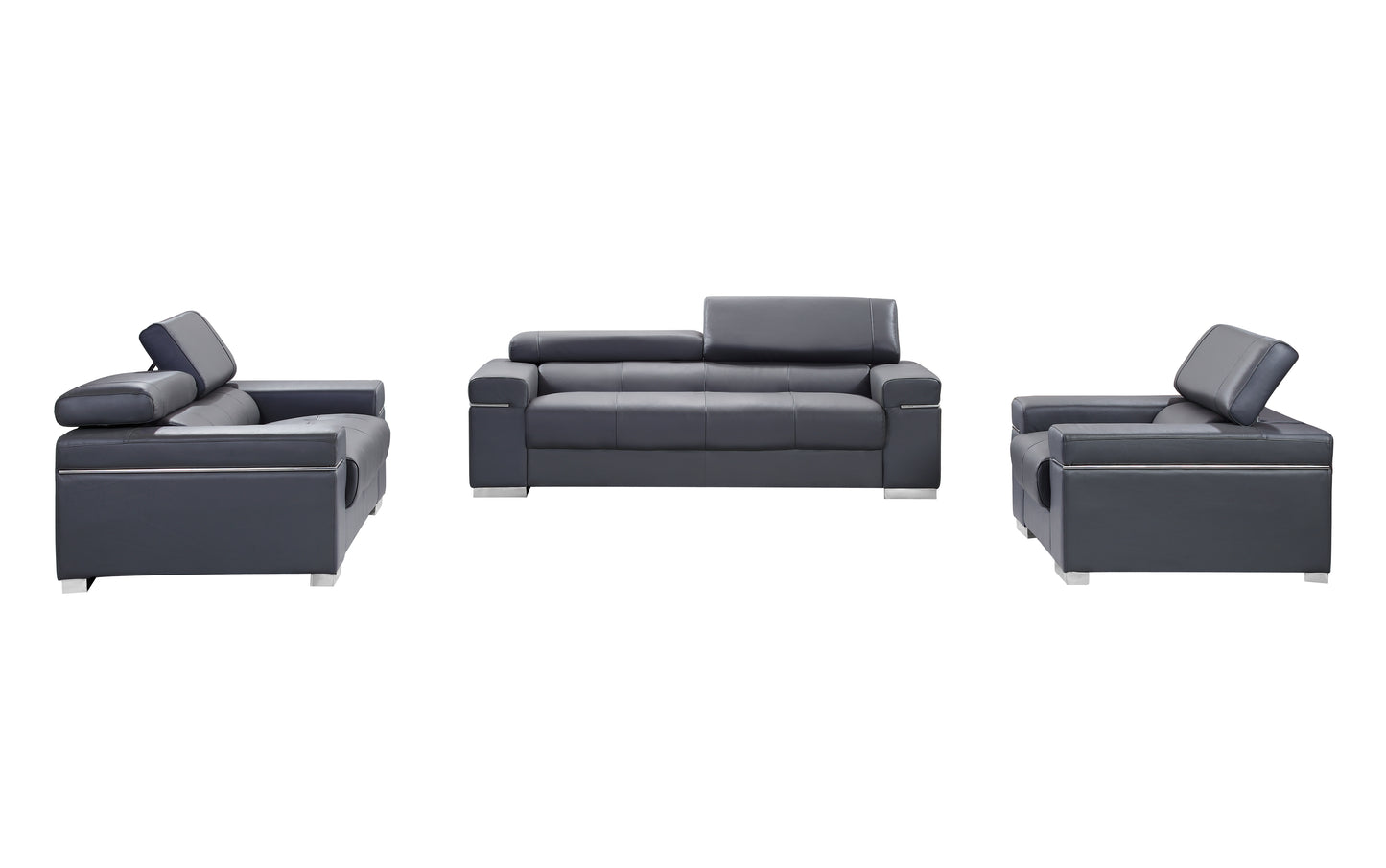 J&M Furniture Soho Sofa in Grey Leather