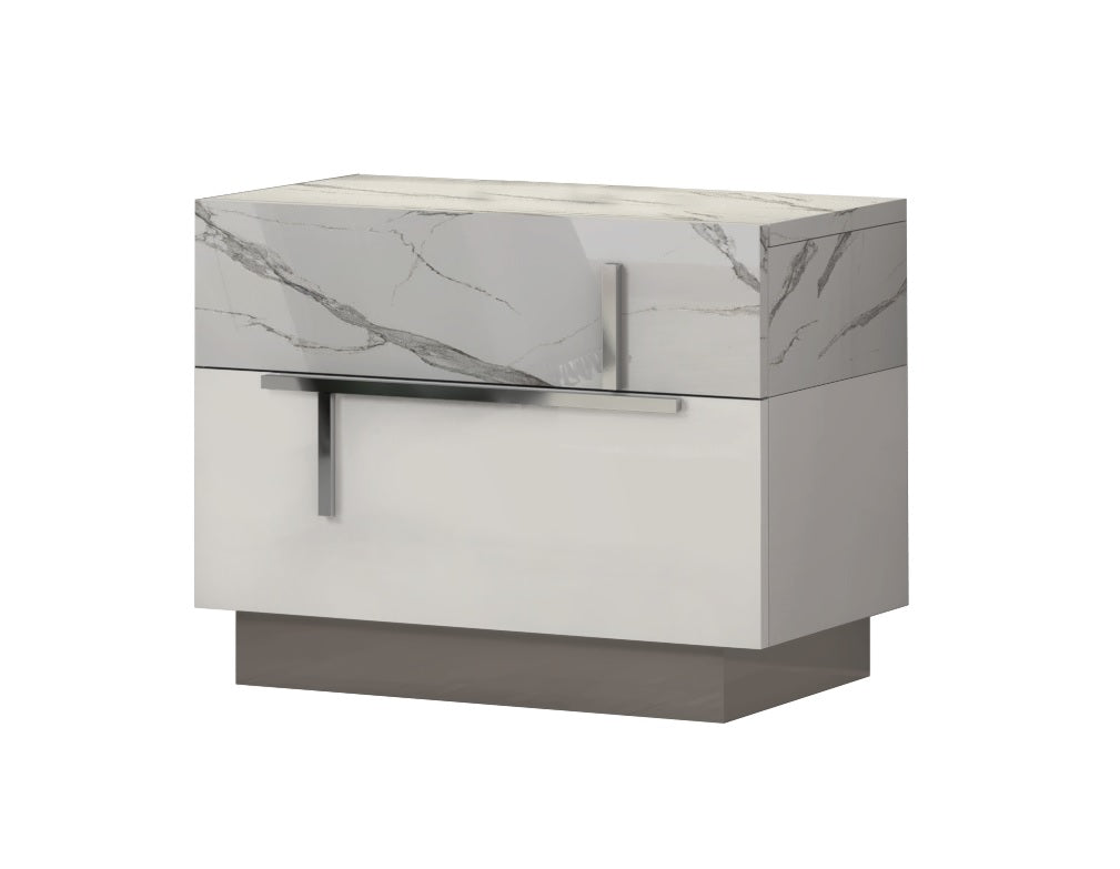 J&M Furniture Sunset Premium Night Stand in Bianco Luc+Stat