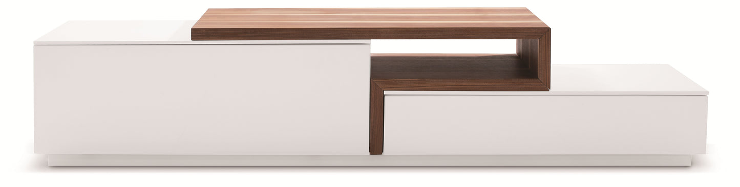 J&M Furniture TV Stand 045 in White High Gloss & Walnut