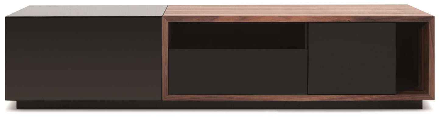 J&M Furniture TV Stand 047 in Black High Gloss & Walnut