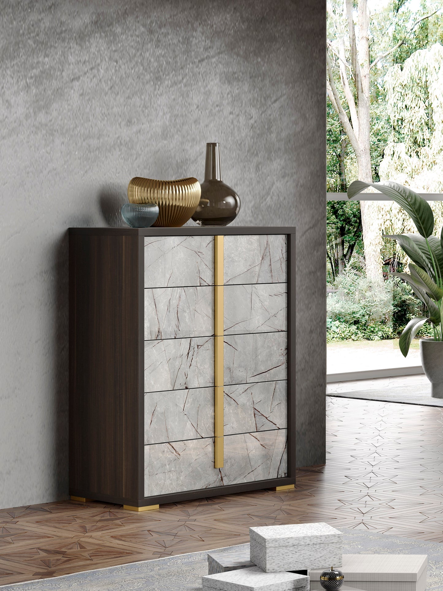 J&M Furniture Travertine Chest