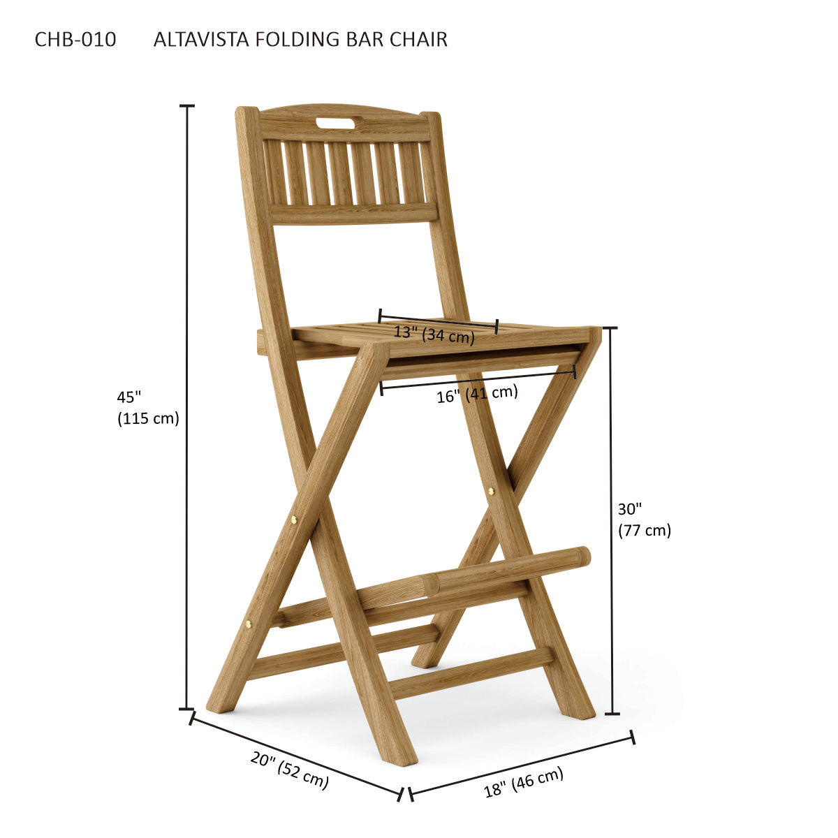 Anderson Teak Altavista Folding Bar Chair