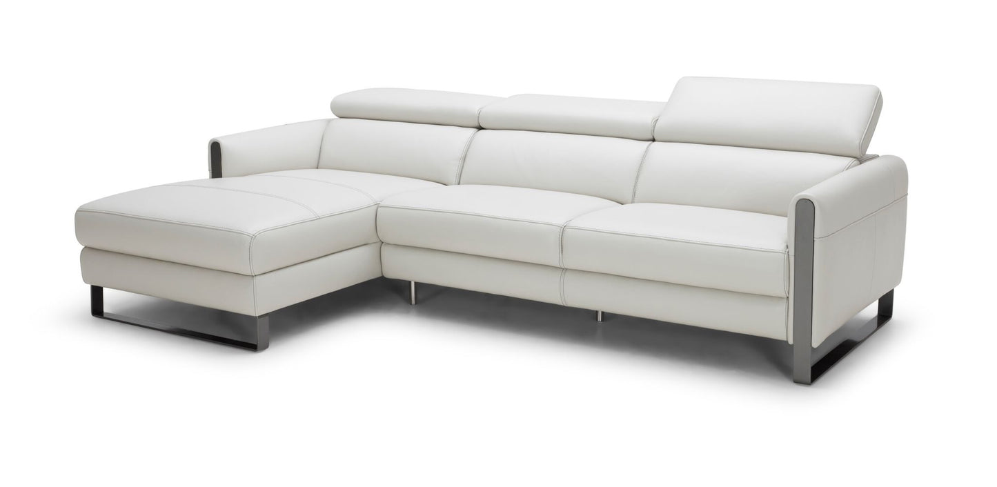 J&M Furniture Vella Premium Leather Sectional In Light Grey Left hand Facing