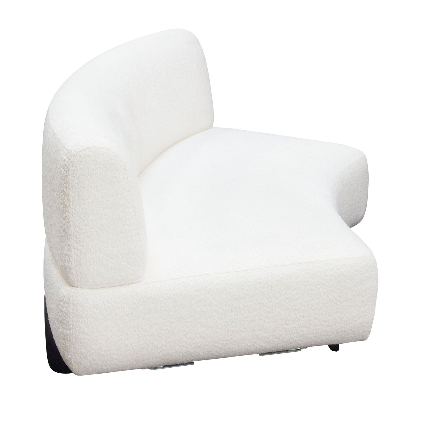 Vesper Curved Armless Sofa in Faux White Shearling w/ Black Wood Leg Base by Diamond Sofa