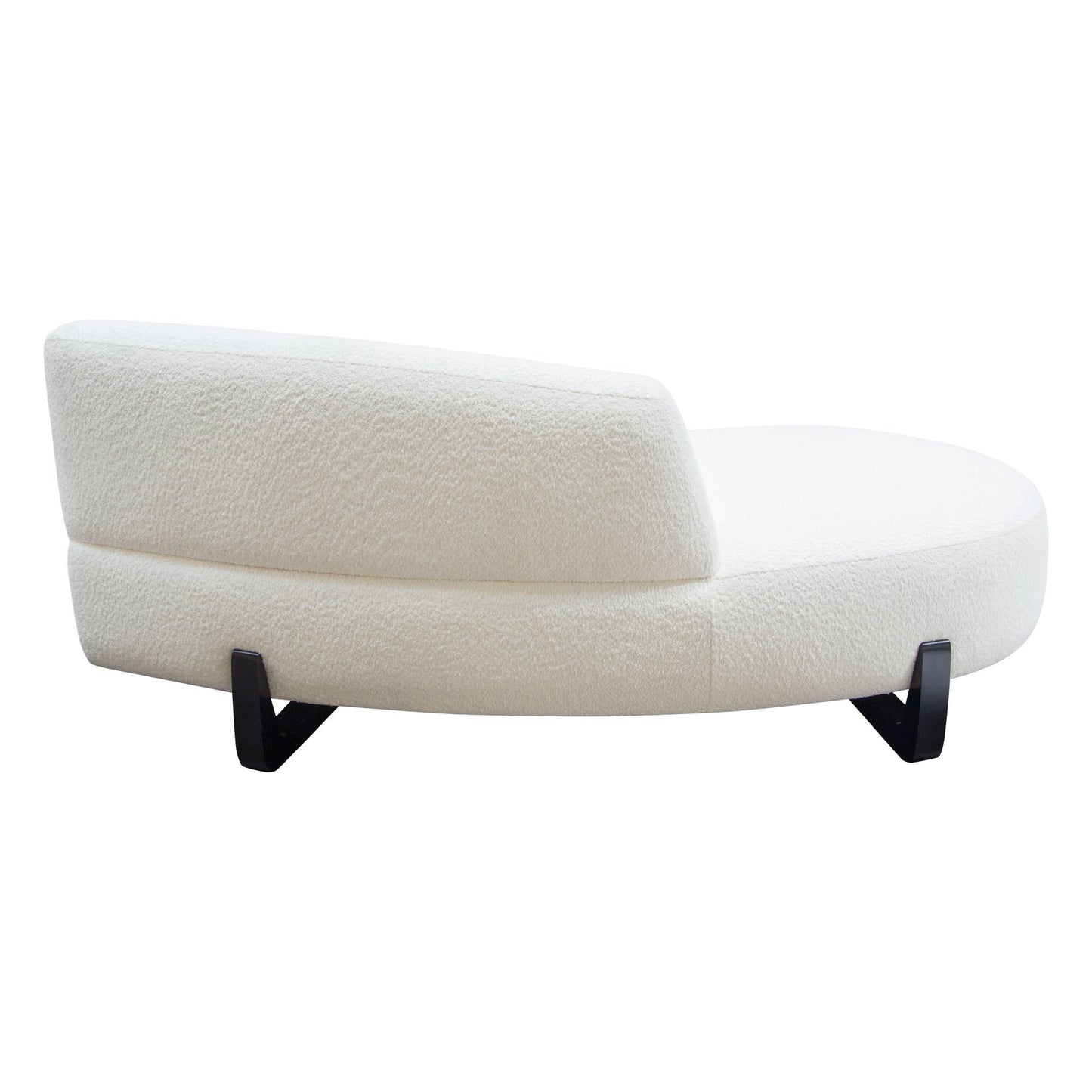 Vesper Curved Armless Left Chaise in Faux White Shearling w/ Black Wood Leg Base by Diamond Sofa