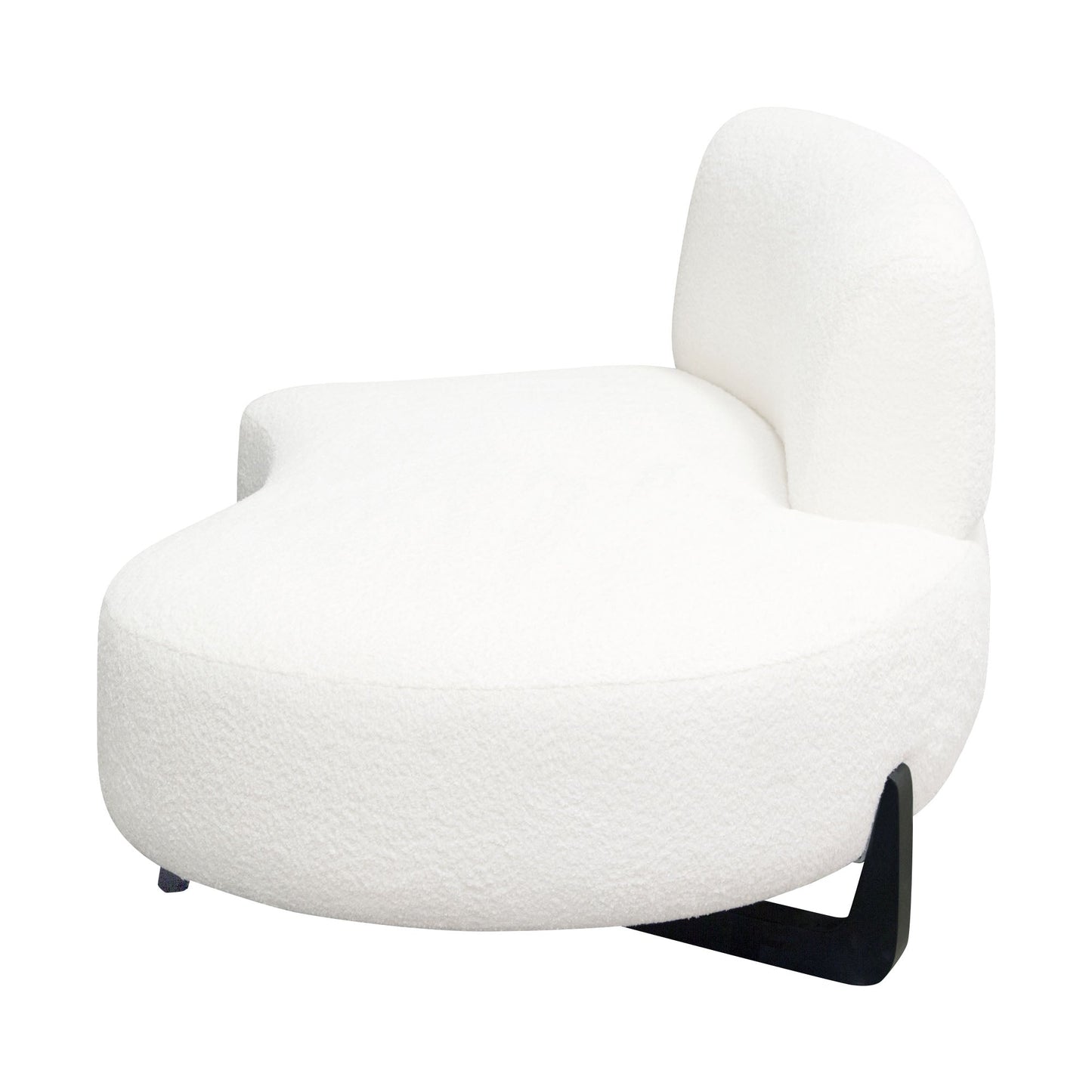 Vesper Curved Armless Right Chaise in Faux White Shearling w/ Black Wood Leg Base by Diamond Sofa