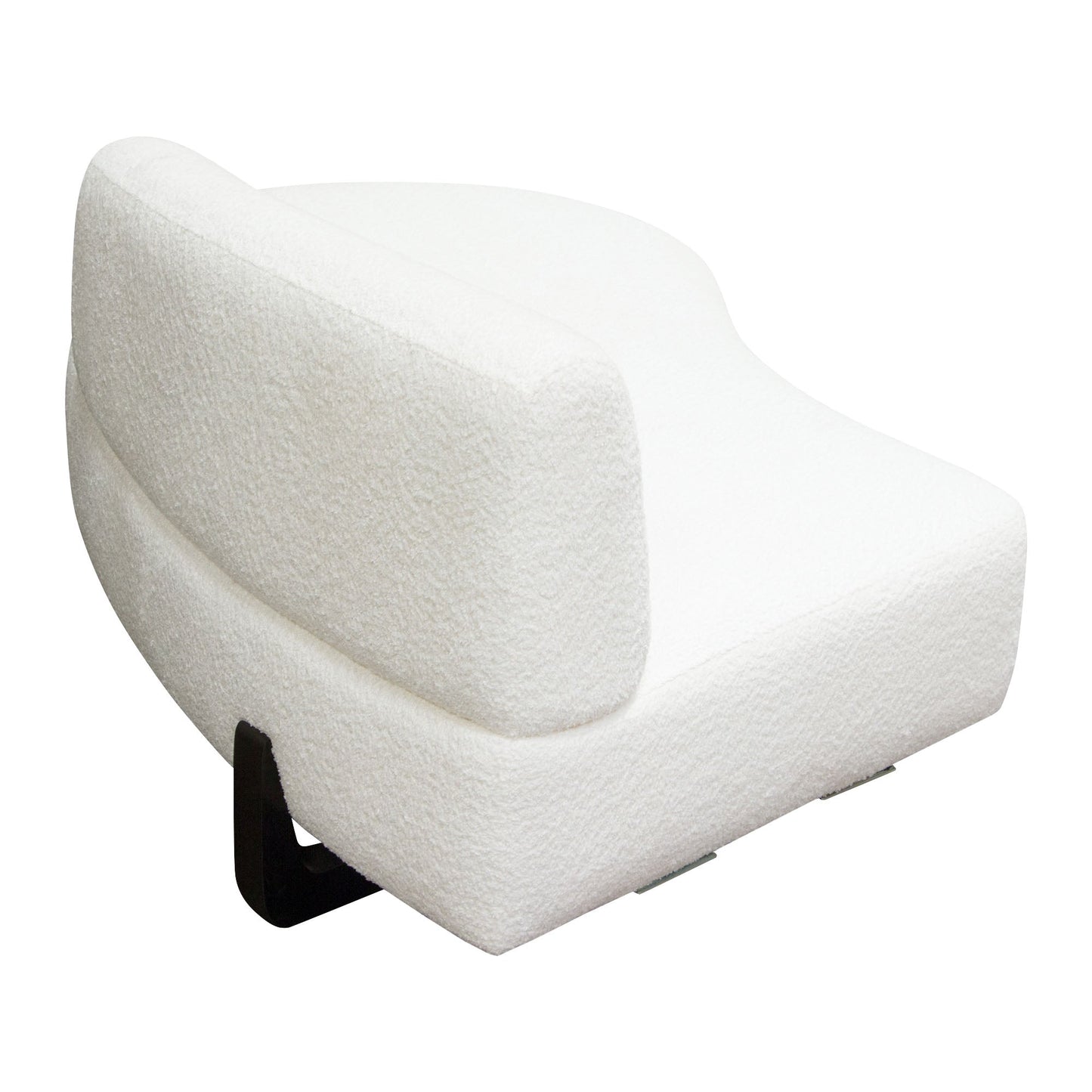 Vesper Curved Armless Right Chaise in Faux White Shearling w/ Black Wood Leg Base by Diamond Sofa