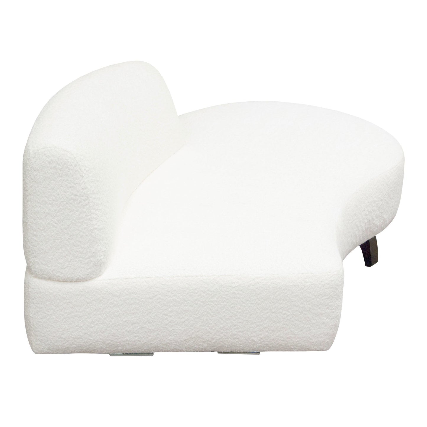 Vesper Curved Armless Right Chaise in Faux White Shearling w/ Black Wood Leg Base by Diamond Sofa