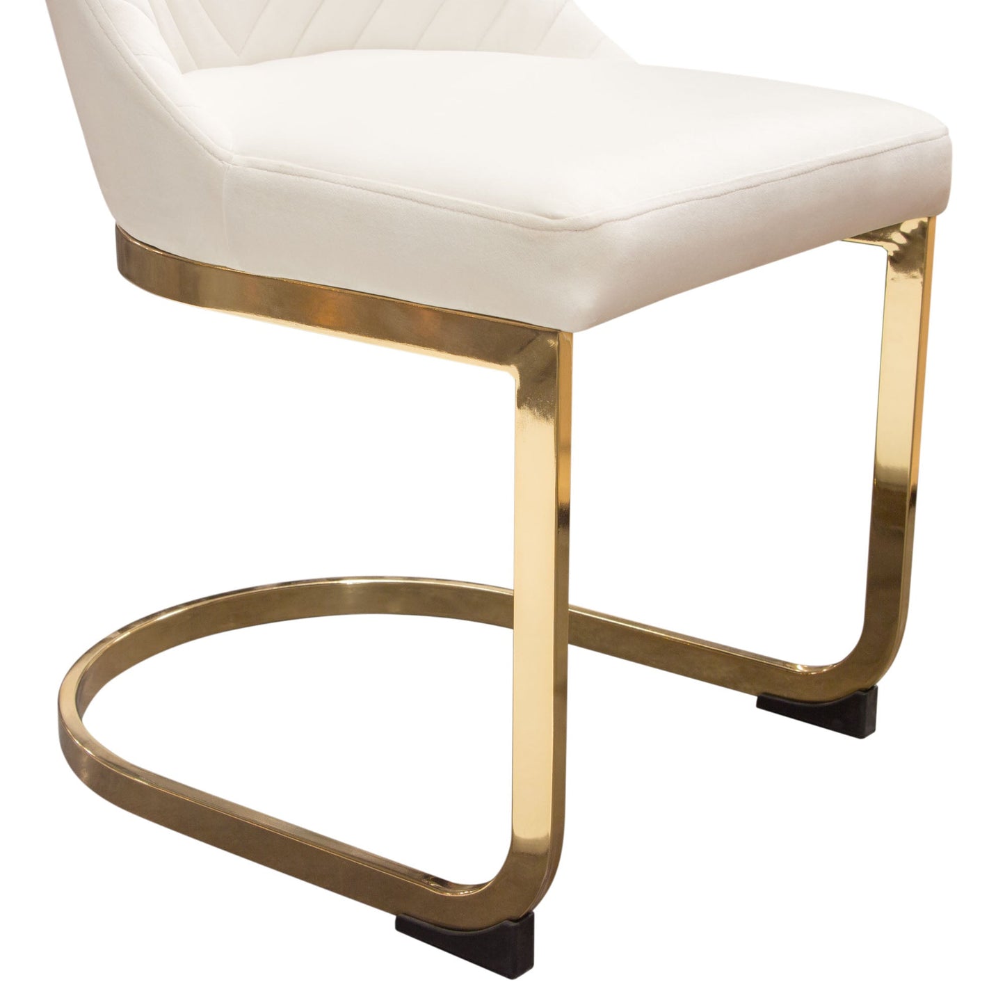 Vogue Set of (2) Dining Chairs in Cream Velvet with Polished Gold Metal Base by Diamond Sofa