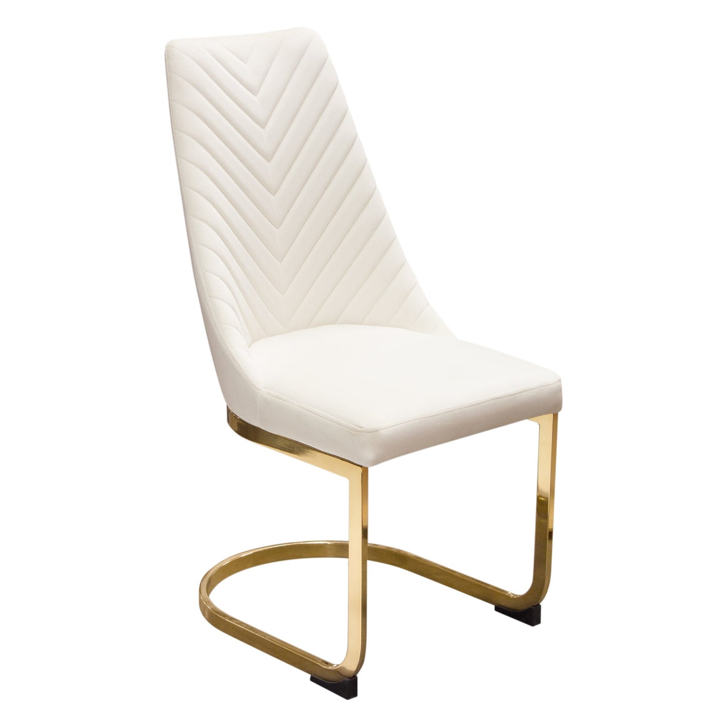 Vogue Set of (2) Dining Chairs in Cream Velvet with Polished Gold Metal Base by Diamond Sofa