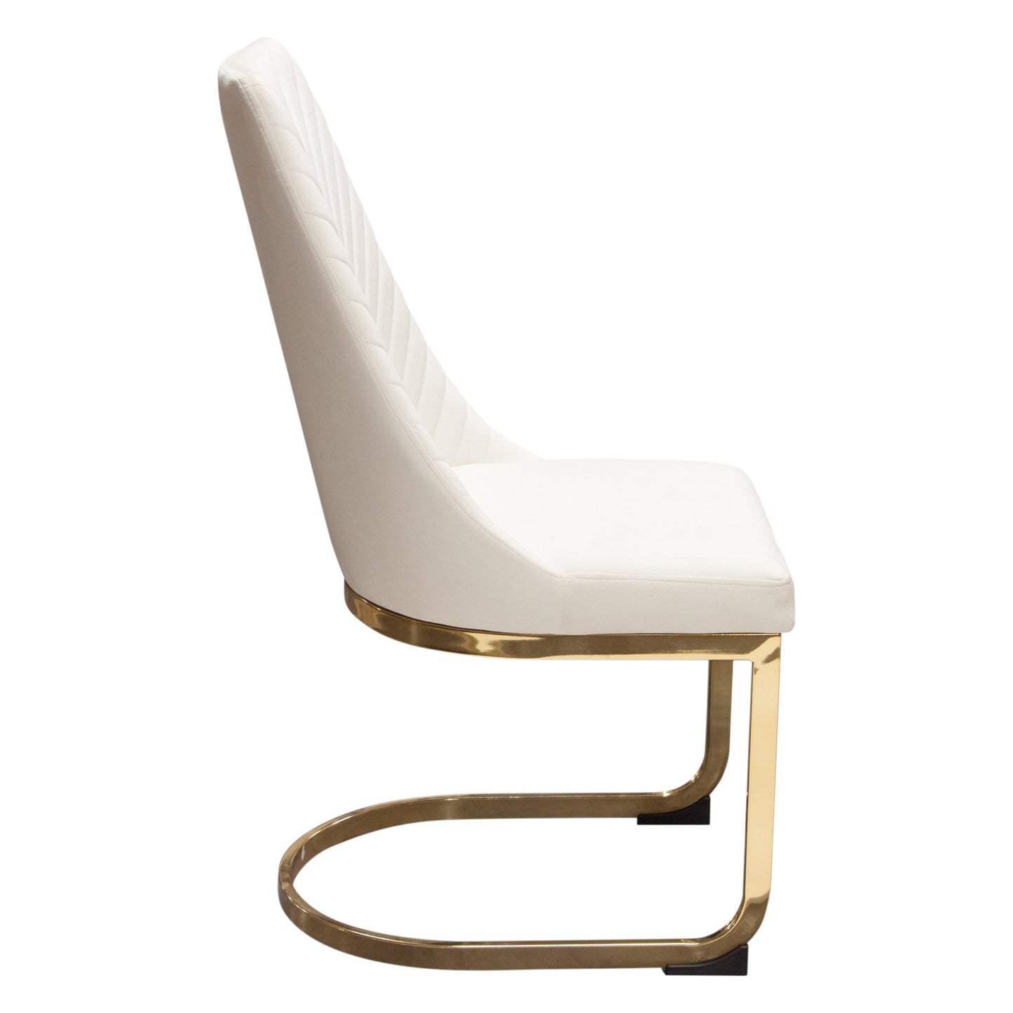 Vogue Set of (2) Dining Chairs in Cream Velvet with Polished Gold Metal Base by Diamond Sofa
