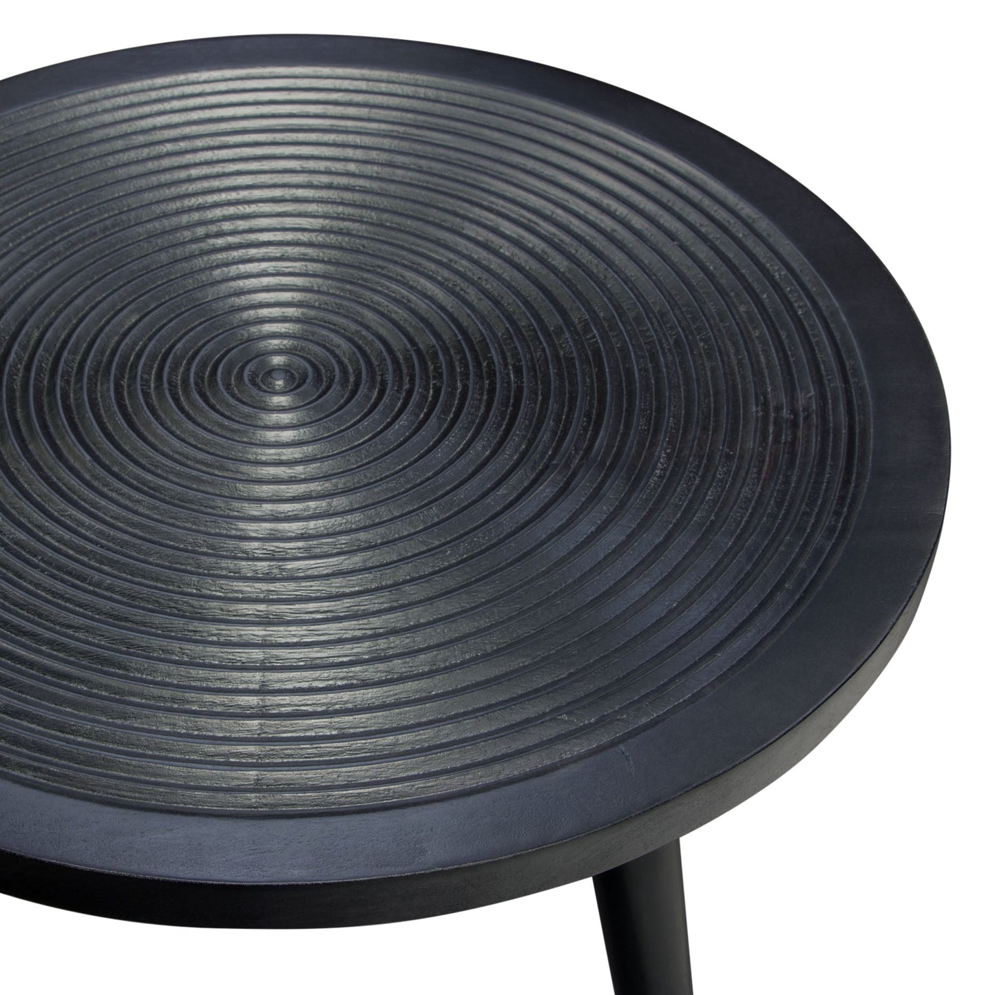 Vortex Round End Table in Solid Mango Wood Top in Black Finish & Iron Legs by Diamond Sofa