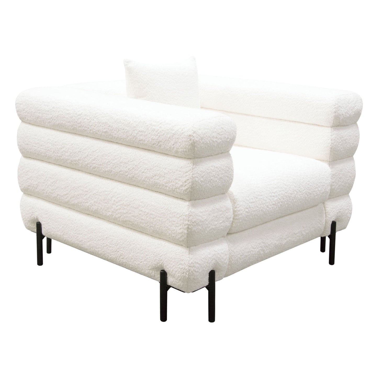 Vox Chair in Faux White Shearling w/ Black Powder Metal Legs by Diamond Sofa