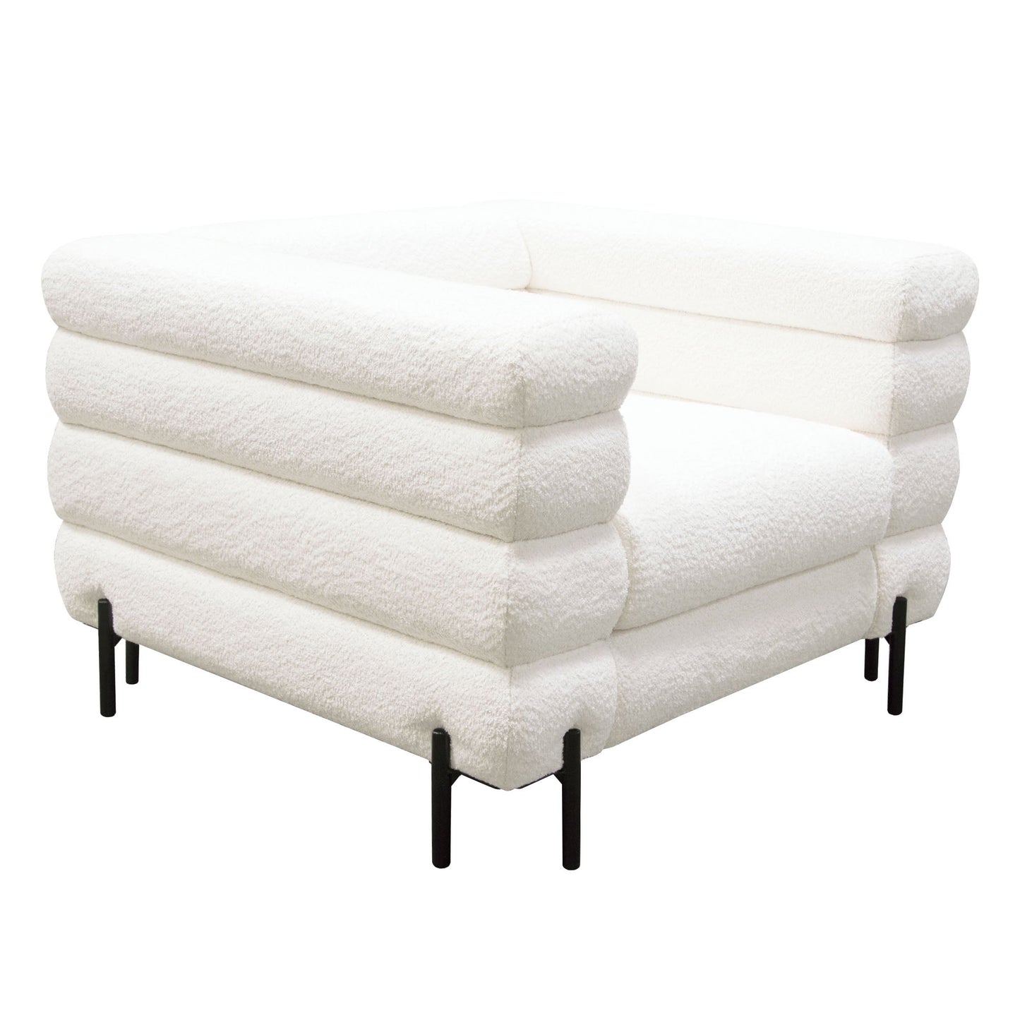 Vox Chair in Faux White Shearling w/ Black Powder Metal Legs by Diamond Sofa