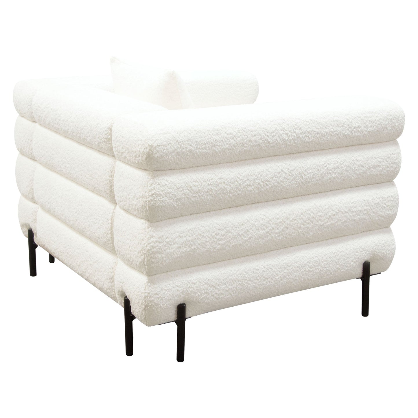 Vox Chair in Faux White Shearling w/ Black Powder Metal Legs by Diamond Sofa