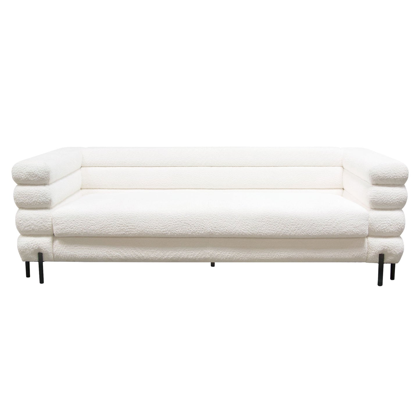 Vox Sofa in Faux White Shearling w/ Black Powder Metal Legs by Diamond Sofa