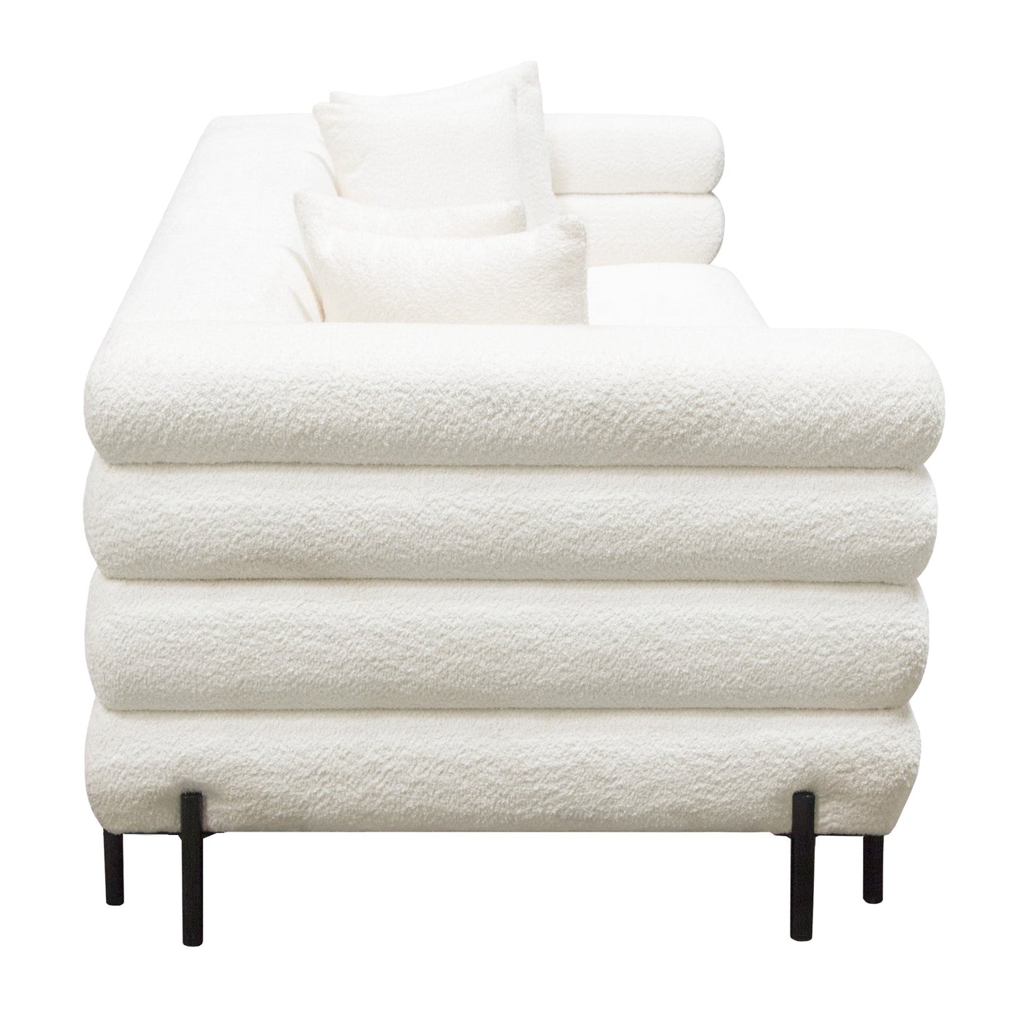 Vox Sofa in Faux White Shearling w/ Black Powder Metal Legs by Diamond Sofa