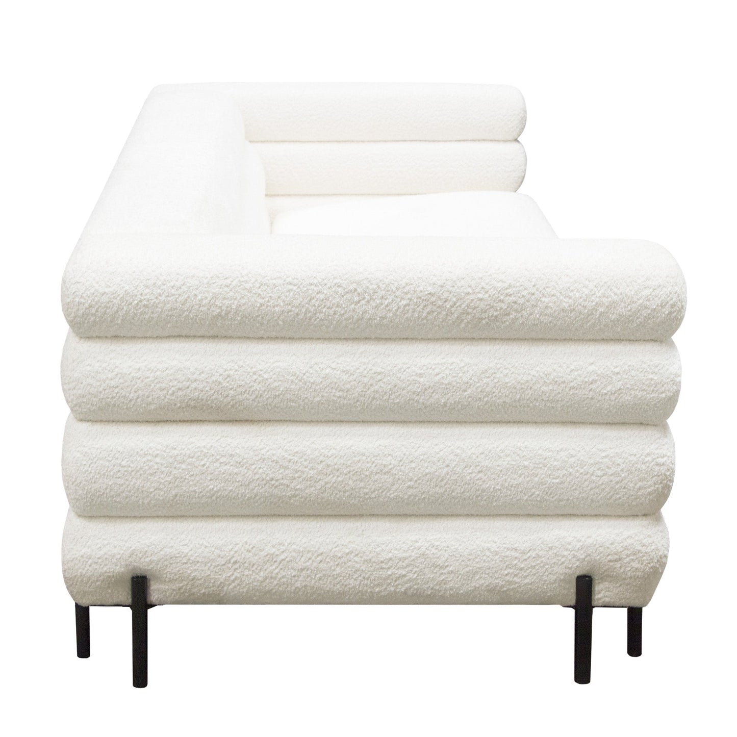 Vox Sofa in Faux White Shearling w/ Black Powder Metal Legs by Diamond Sofa