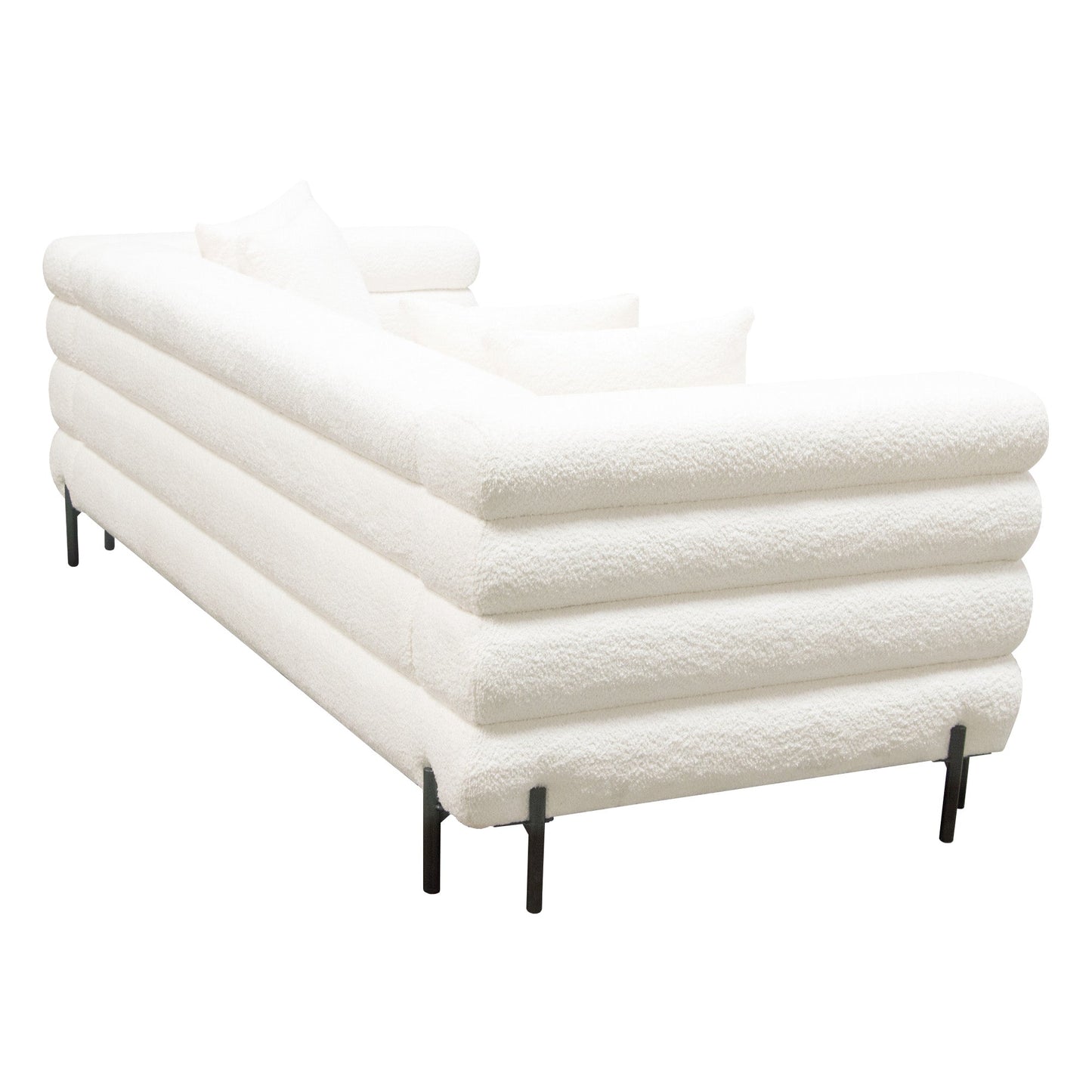 Vox Sofa in Faux White Shearling w/ Black Powder Metal Legs by Diamond Sofa