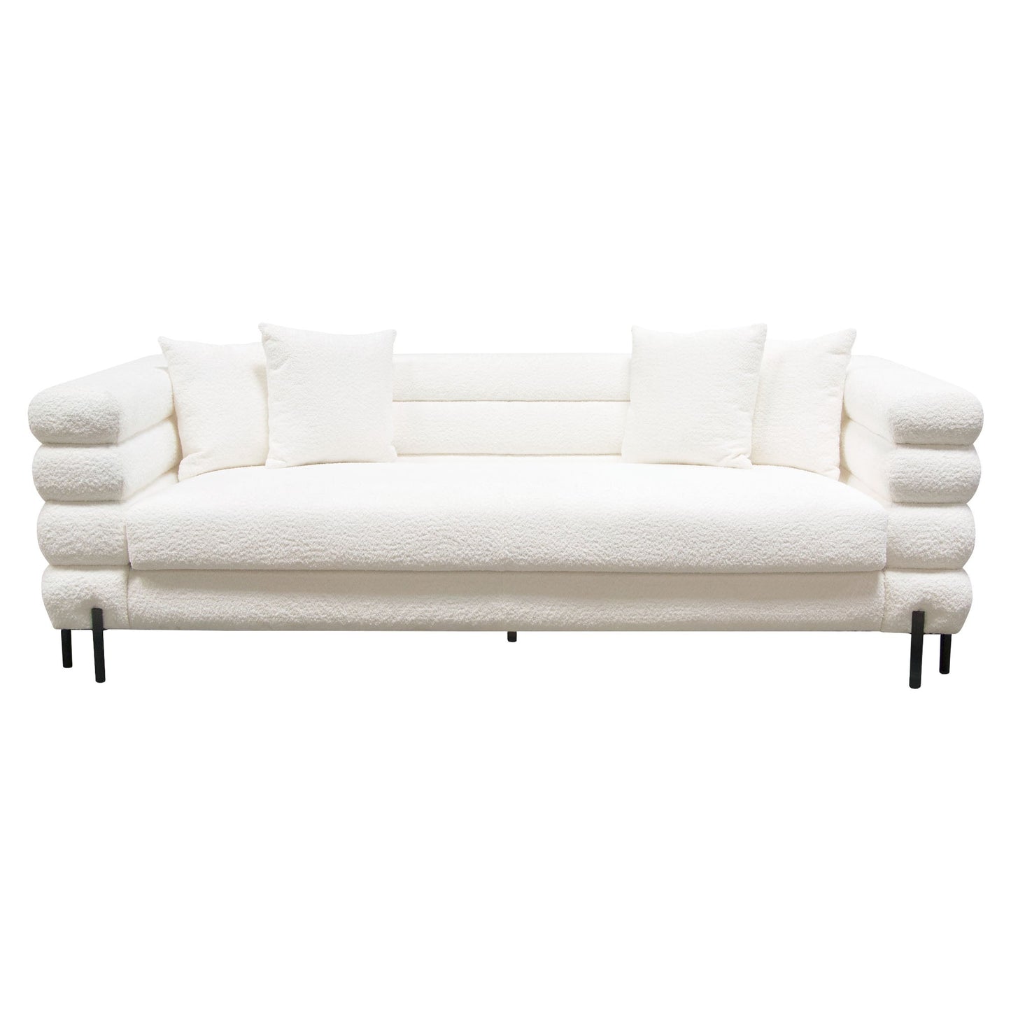 Vox Sofa in Faux White Shearling w/ Black Powder Metal Legs by Diamond Sofa