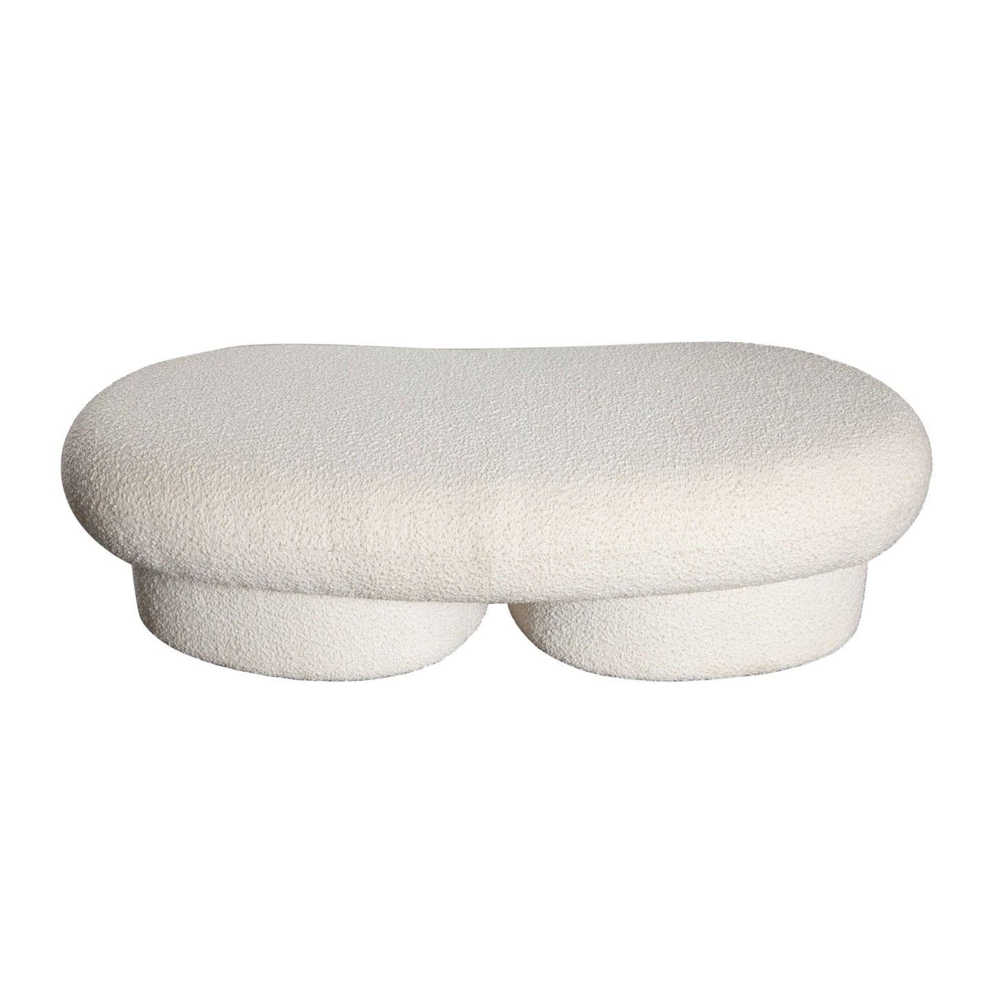 Wave Curved Accent Bench in Ivory Boucle Fabric by Diamond Sofa