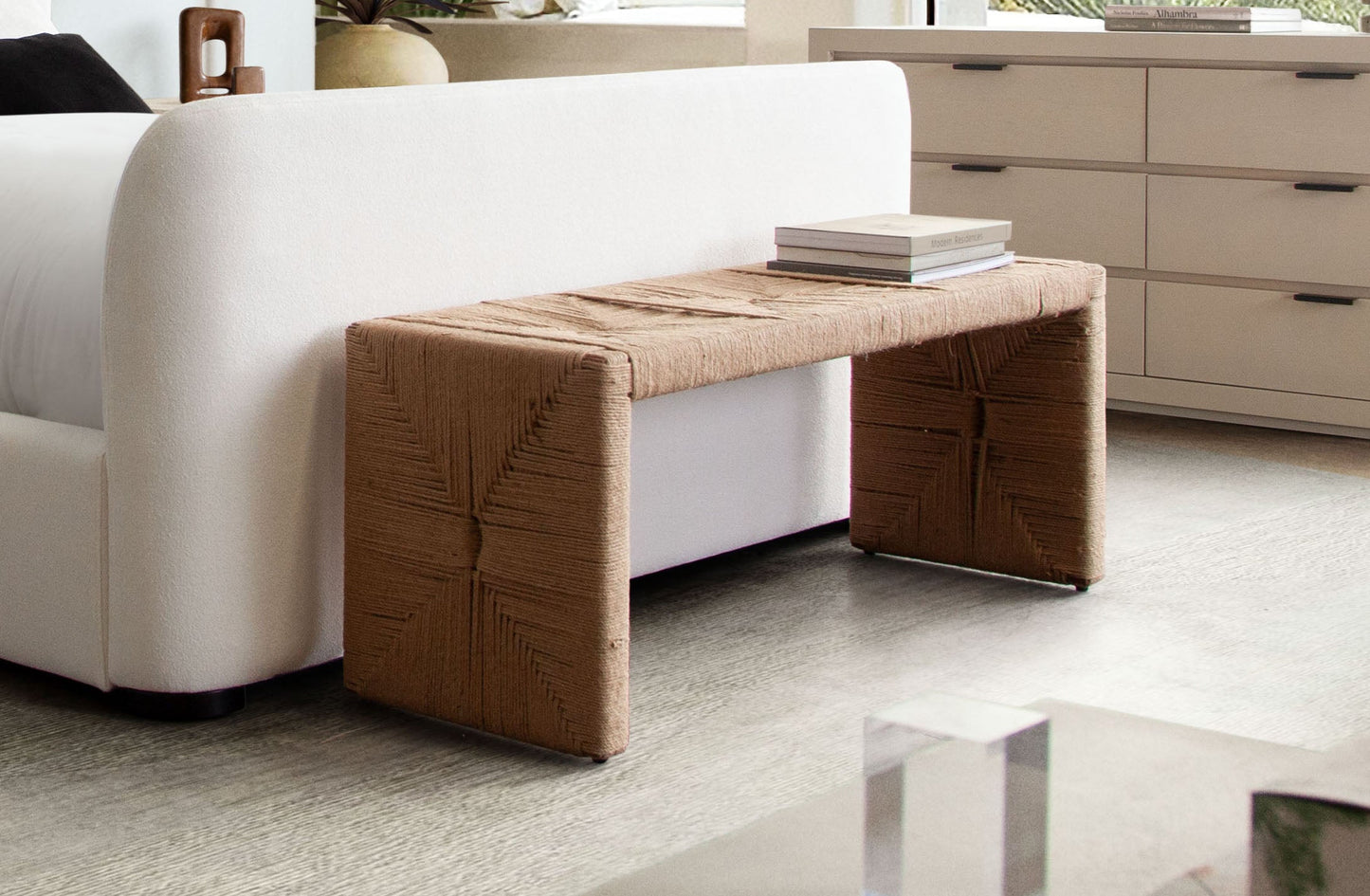Jute Woven Accent Bench by Diamond Sofa
