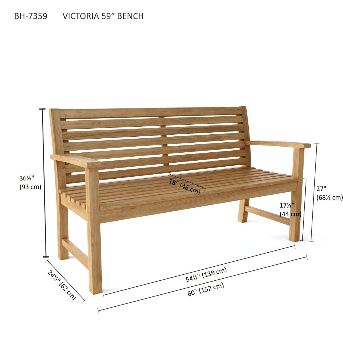 Anderson Teak Victoria 3-Seater Bench